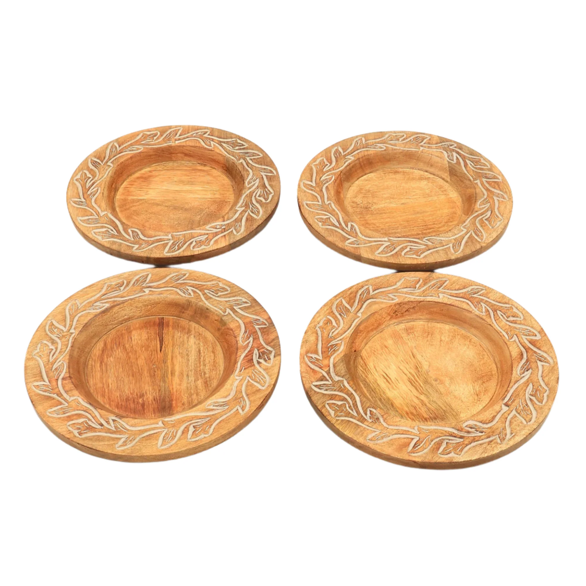 Carved Vine Handcrafted 13" Wood Charger Plate - Image 8
