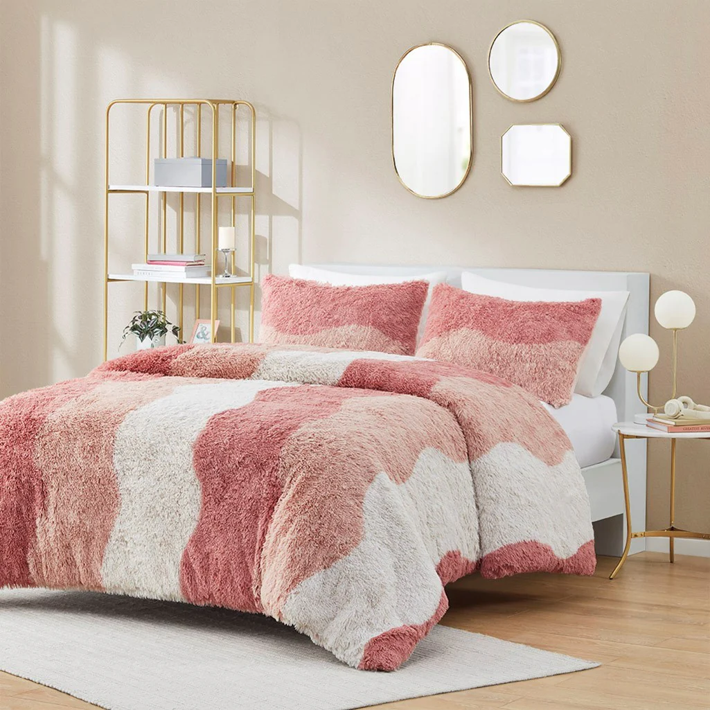Cassie Ombre Shaggy Faux Fur Twin/Twin XL Comforter Set