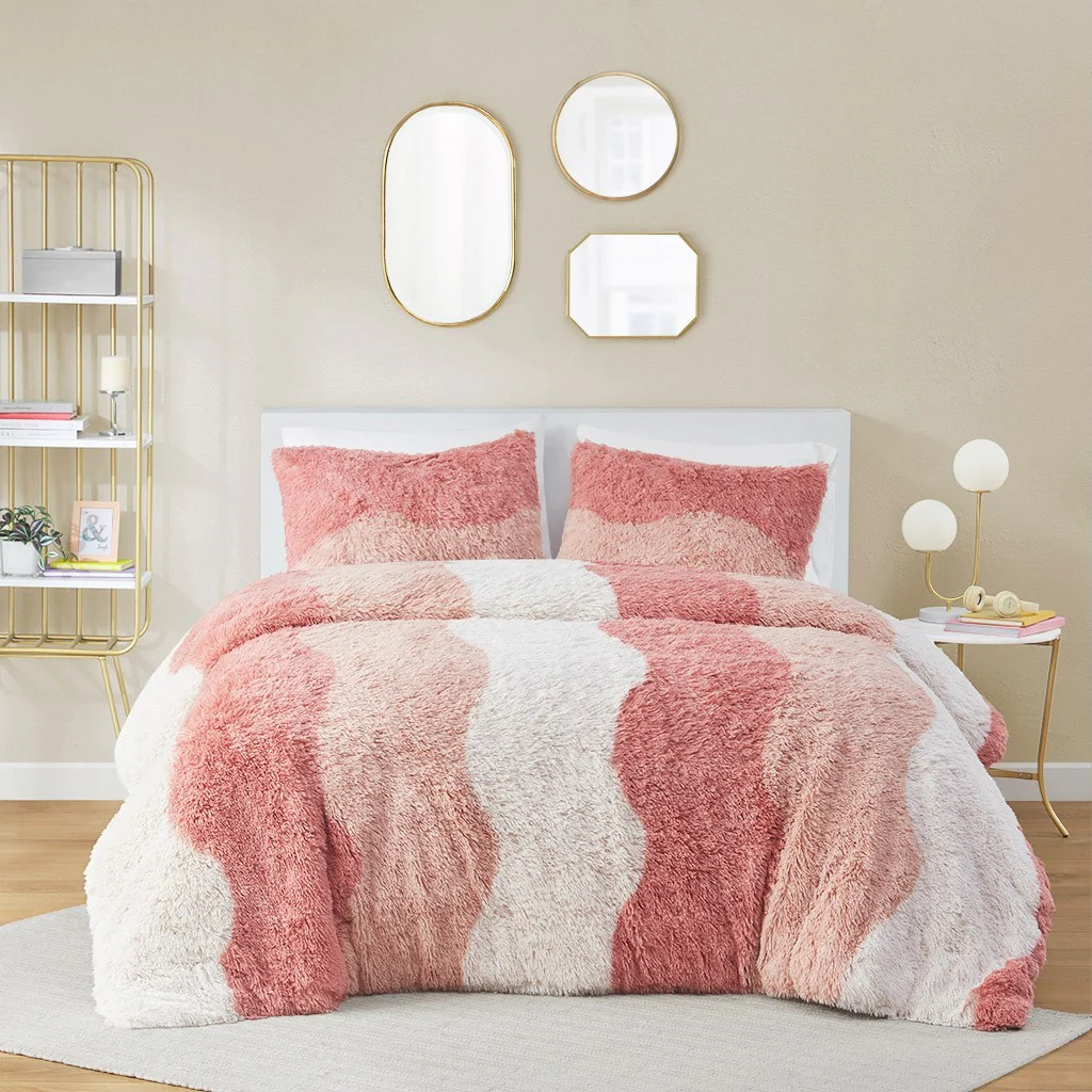 Cassie Ombre Shaggy Faux Fur Twin/Twin XL Comforter Set - Image 2