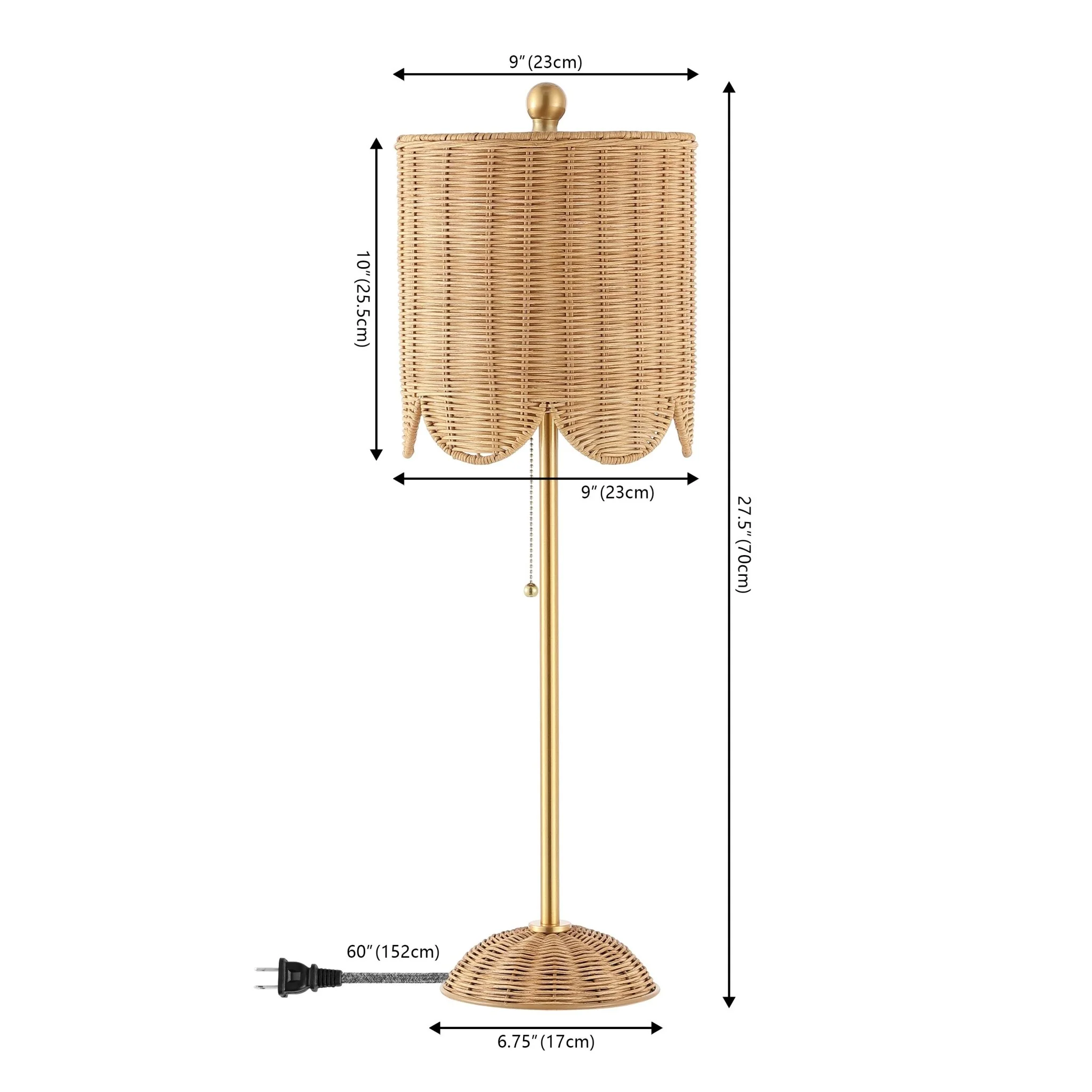 Celerie Coastal Bohemian Rattan/Iron Scalloped Buffet LED Table Lamp with Pull Chain, Set of 2 - Image 17