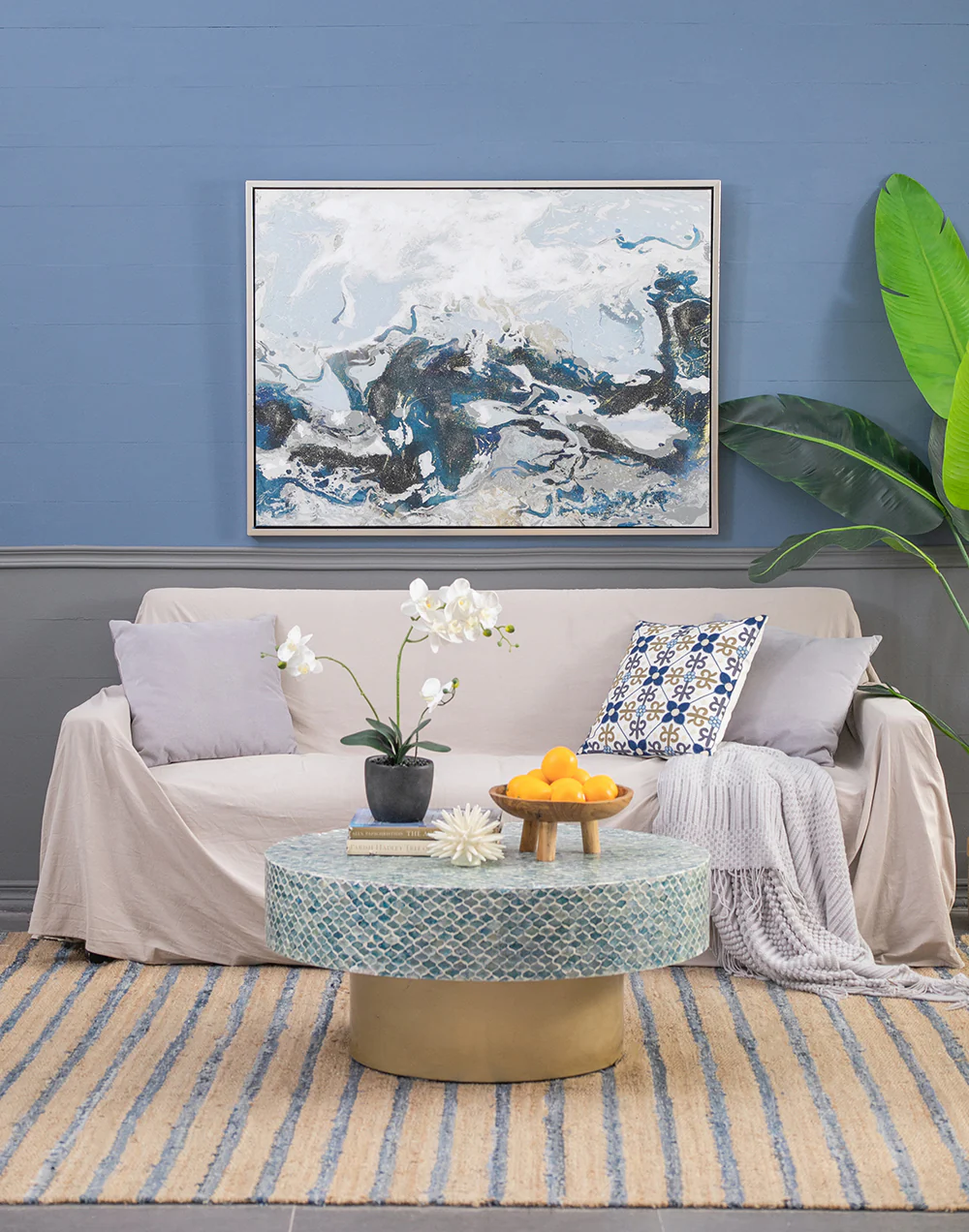 Cerulean Seas Framed Hand-painted Wall Art - Image 10