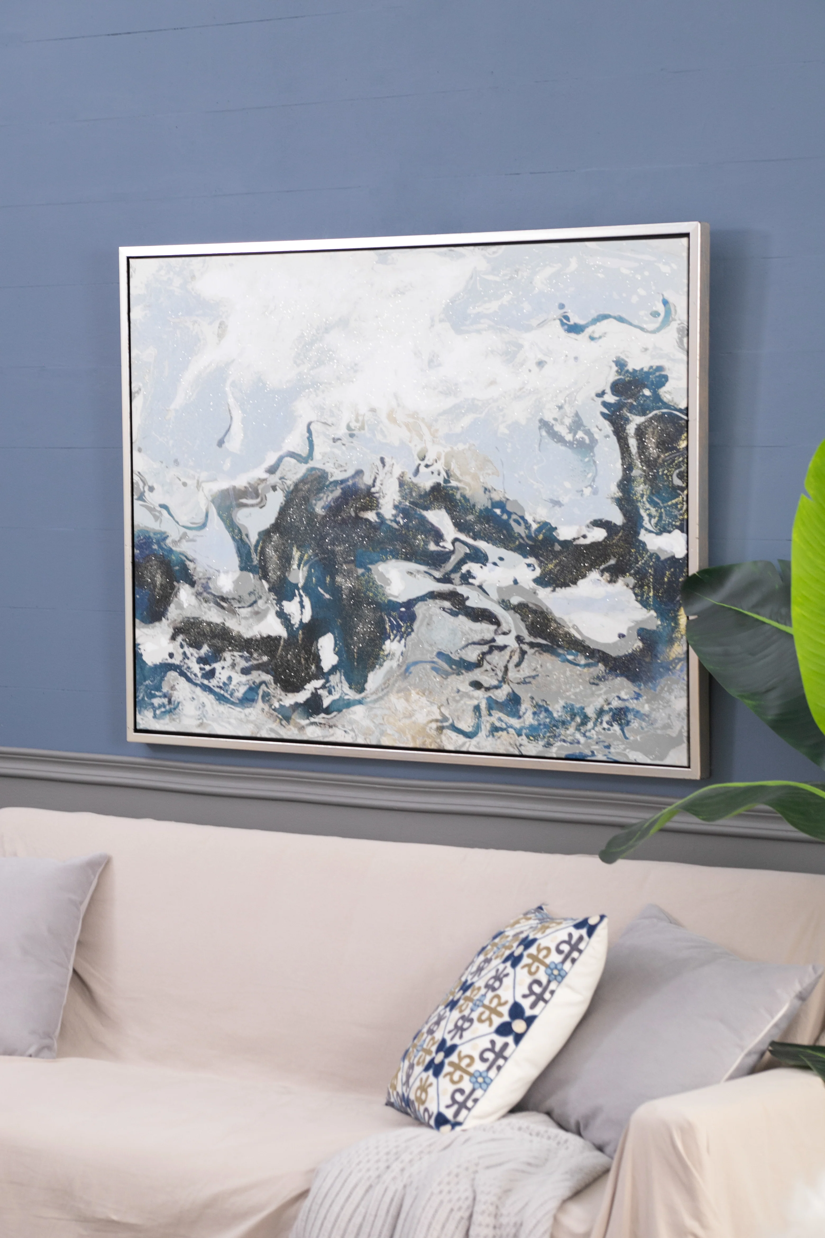 Cerulean Seas Framed Hand-painted Wall Art - Image 11