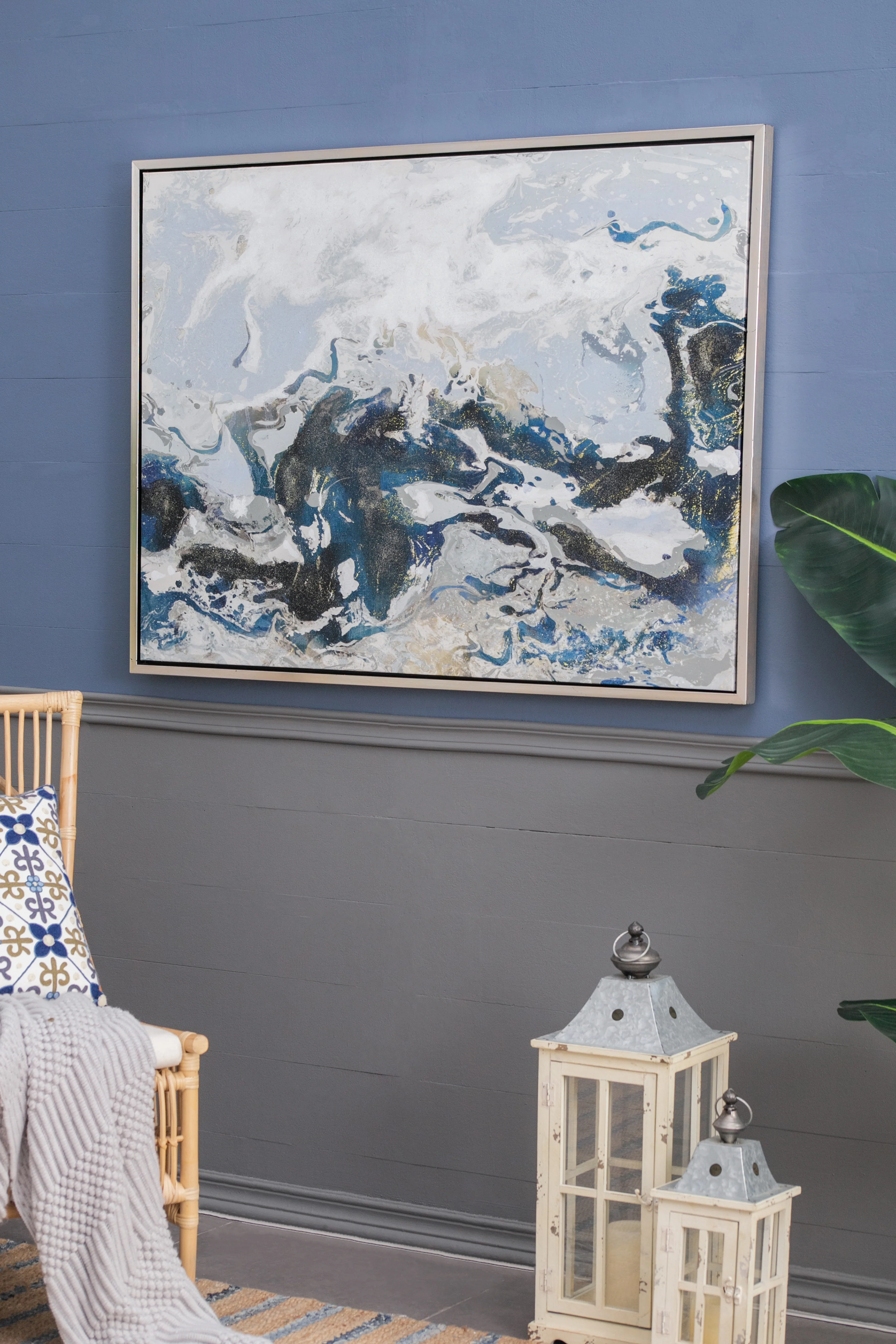 Cerulean Seas Framed Hand-painted Wall Art - Image 14