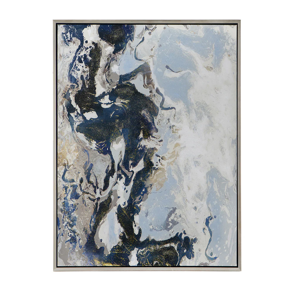 Cerulean Seas Framed Hand-painted Wall Art - Image 3