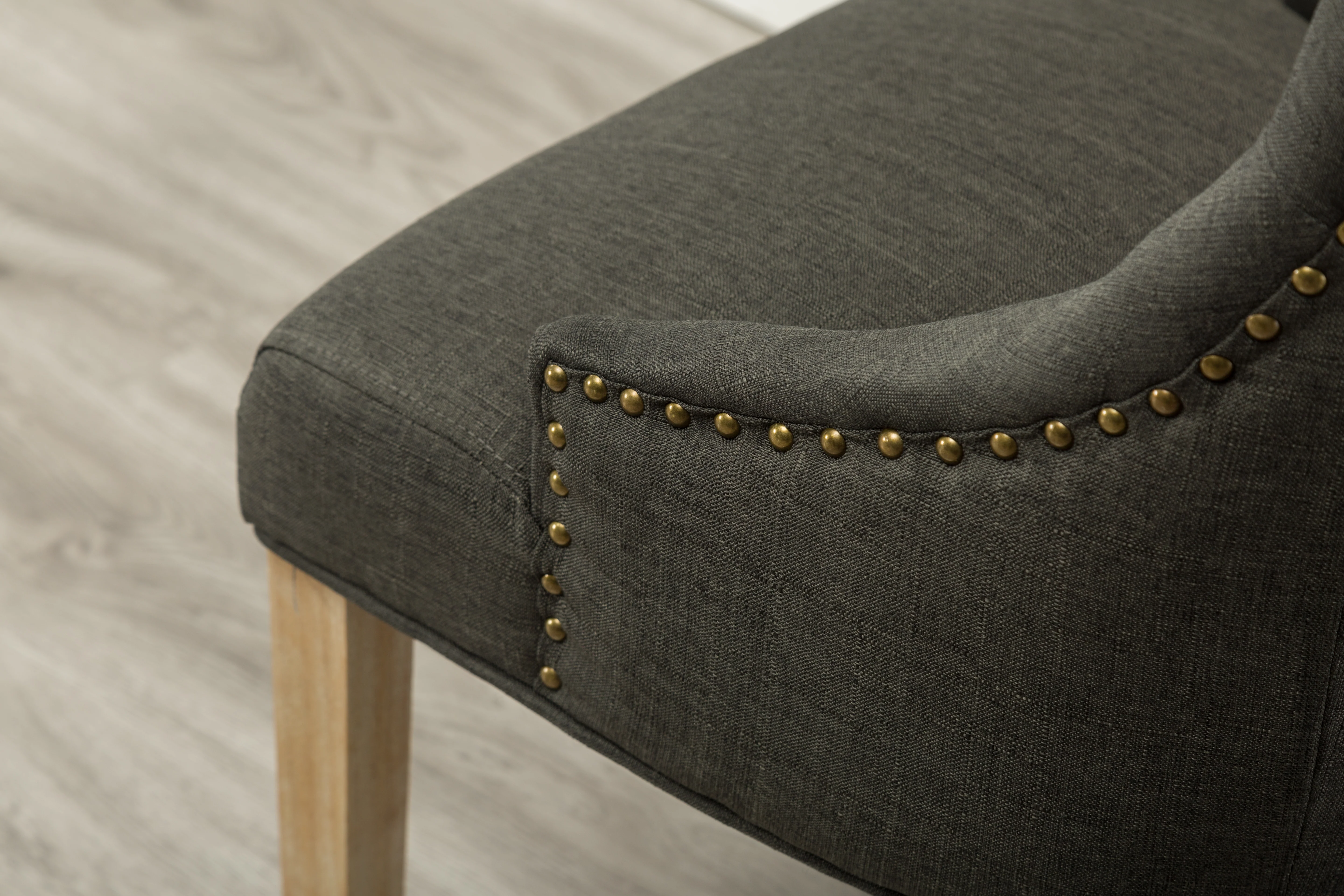 Charcoal Button Tufted Solid Wood Wingback Hostess Chairs, Set of 2 - Image 7