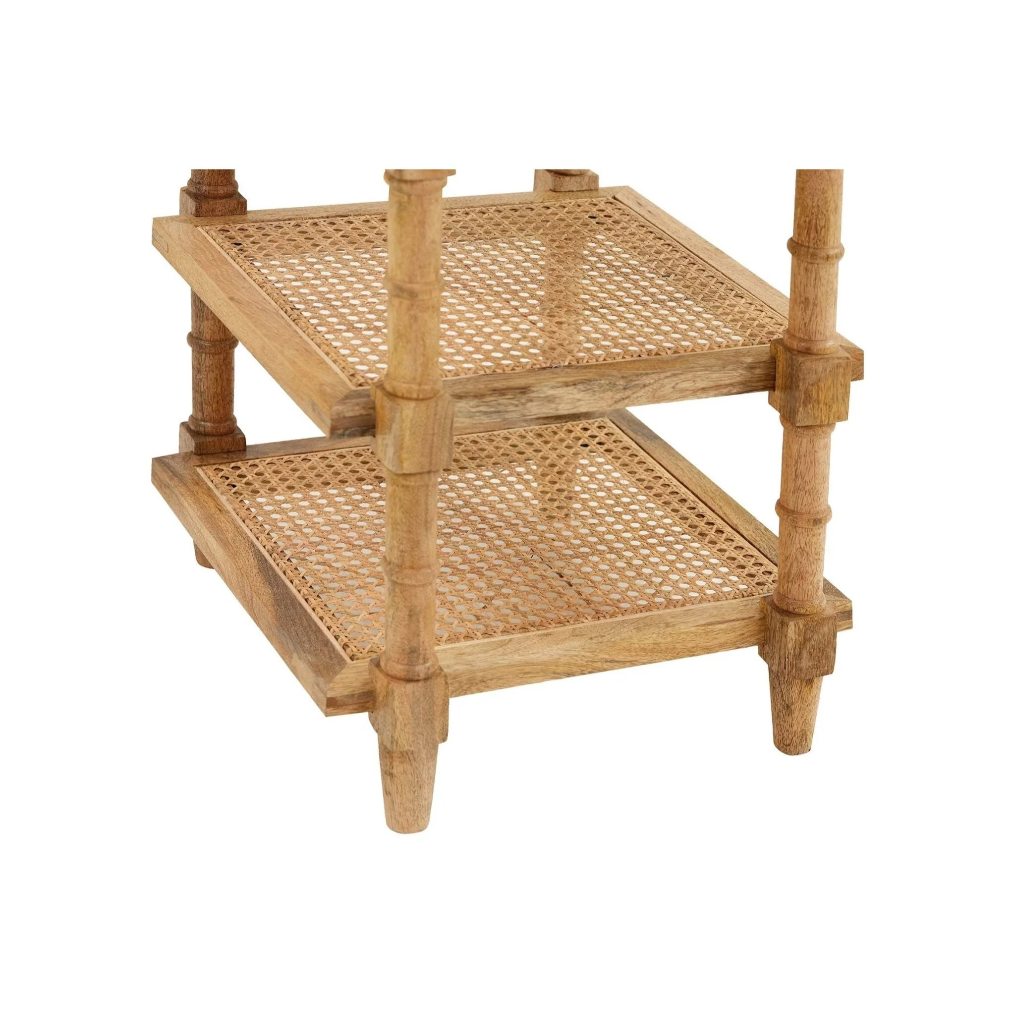 Chesterfield Wood & Cane 3 Shelf Side Table - Image 3