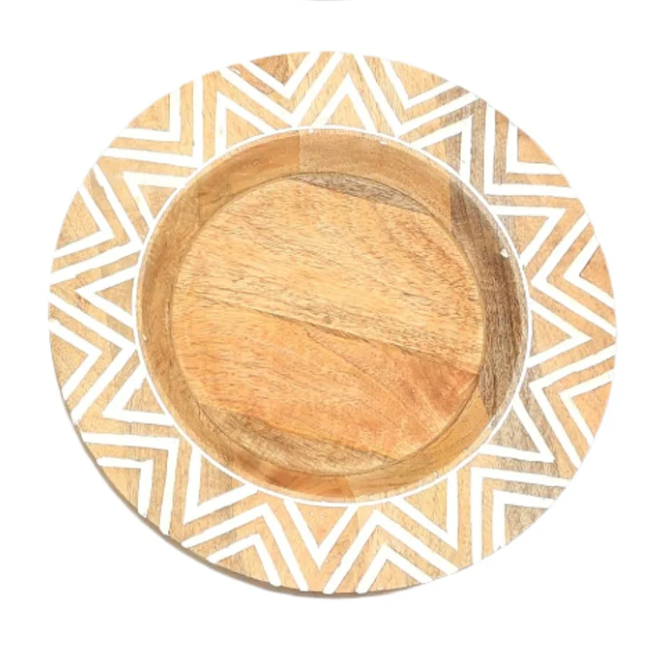 Chevron Handcrafted 13" Wood Charger Plate