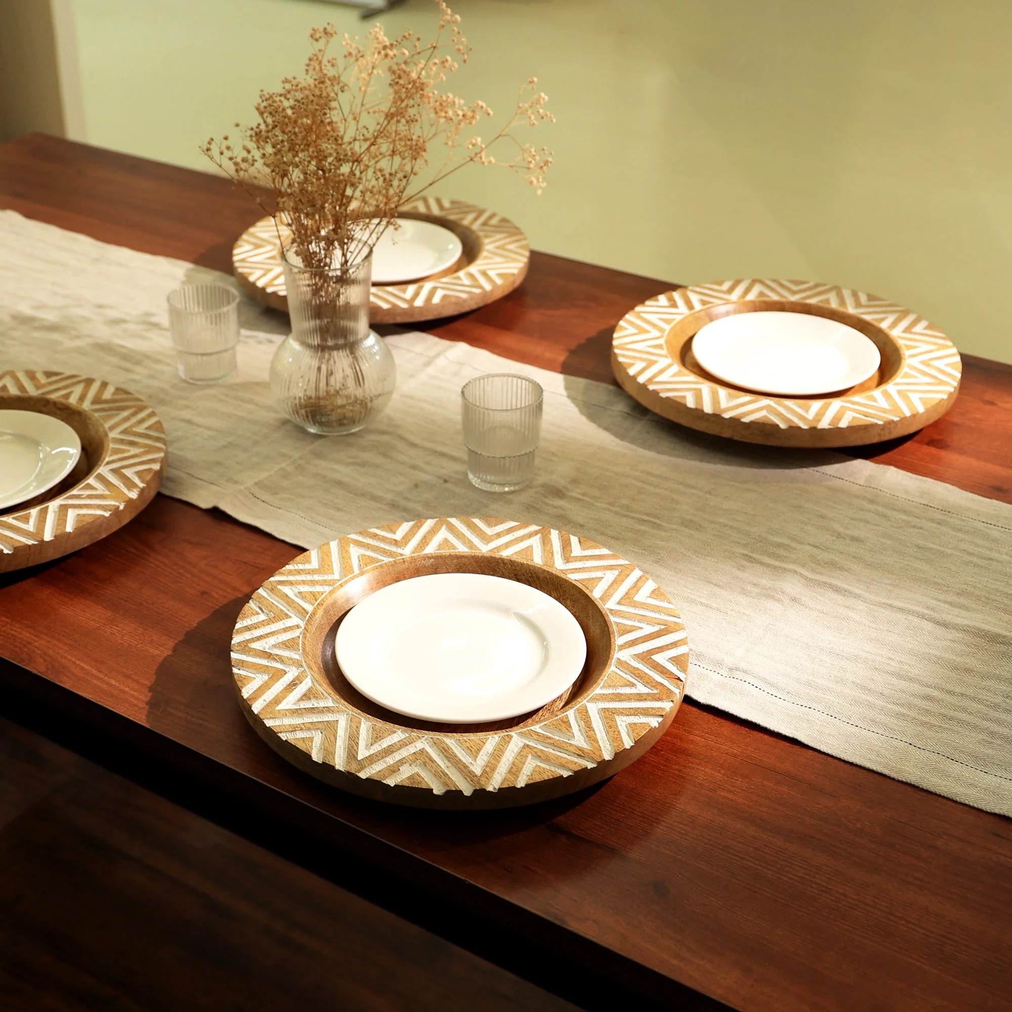 Chevron Handcrafted 13" Wood Charger Plate - Image 4