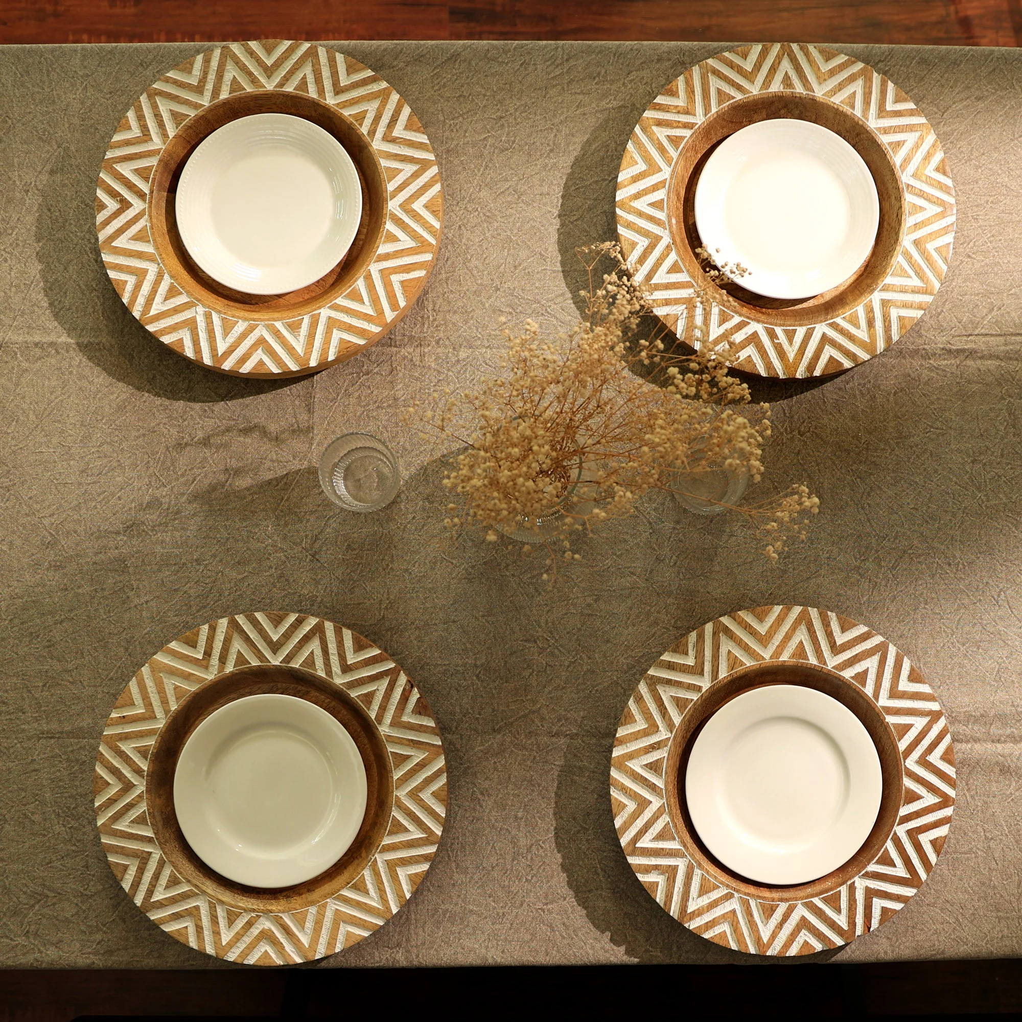 Chevron Handcrafted 13" Wood Charger Plate - Image 5