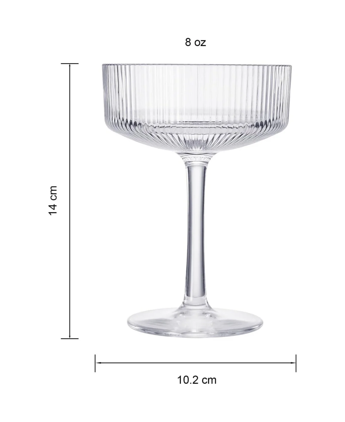 Clear Classic Coupe Ribbed Acrylic Shatterproof Glasses Set of 2 - Image 5