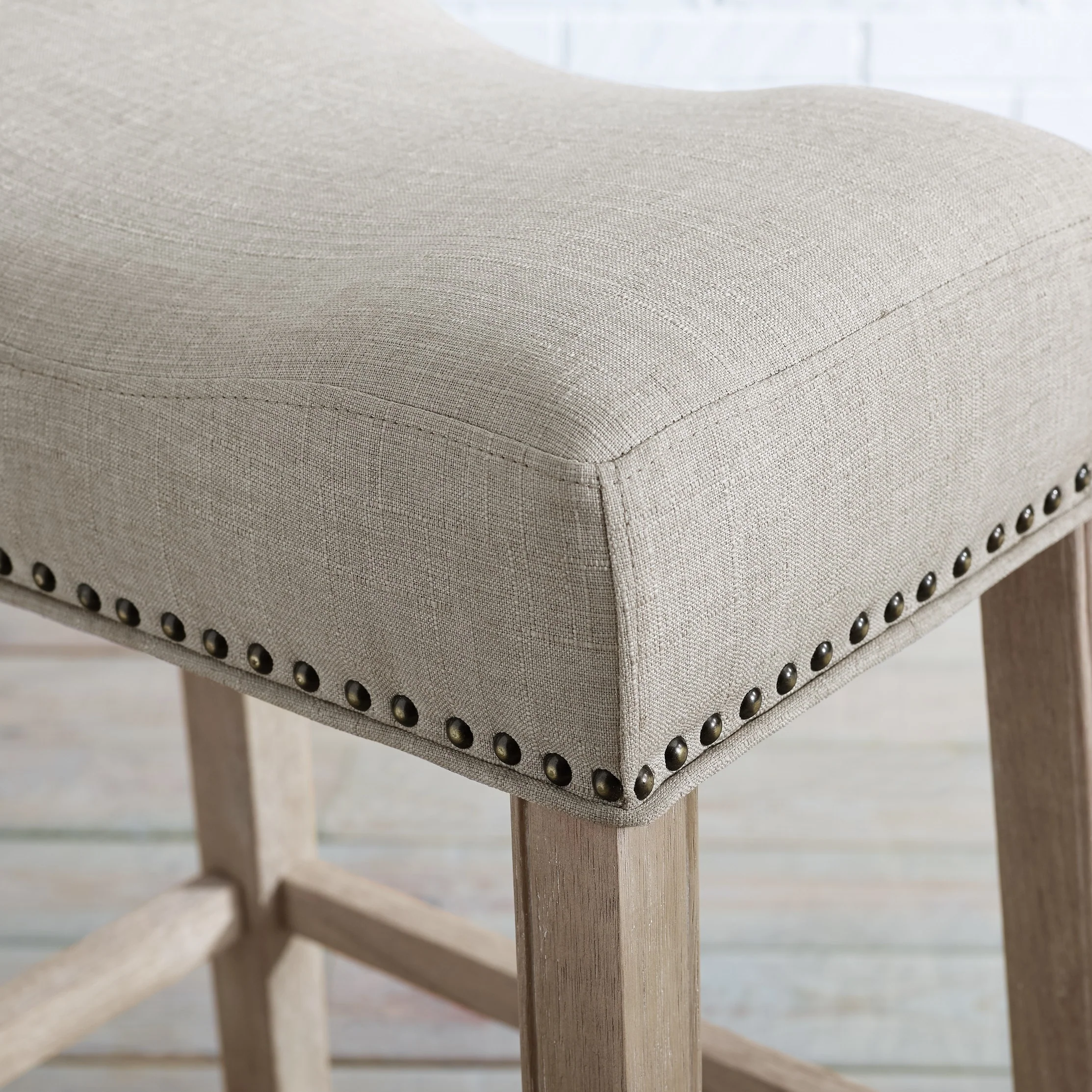 Coco Upholstered Backless Saddle Seat Bar Stools, Set of 2 - Image 7