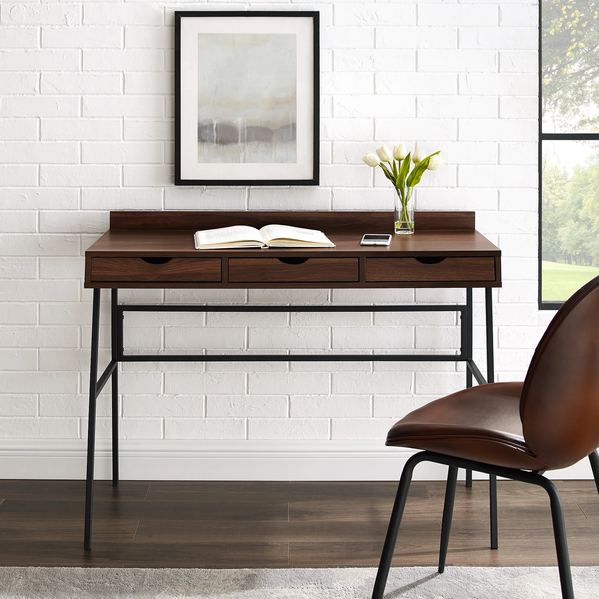 Contemporary Angled 3-Drawer Desk - Image 6