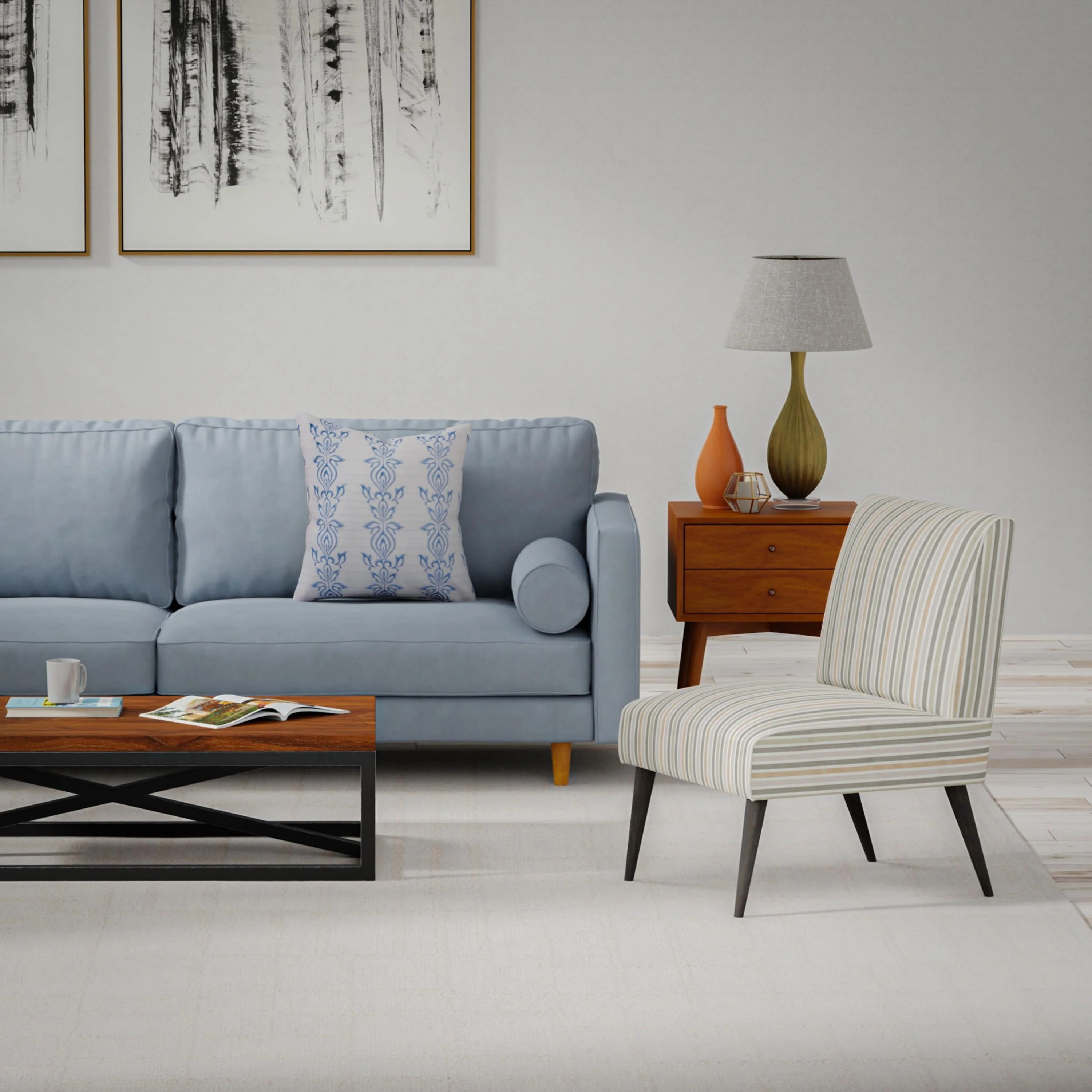 Contemporary Hand Tufted 100% Wool Geometric Area Rug - Image 2