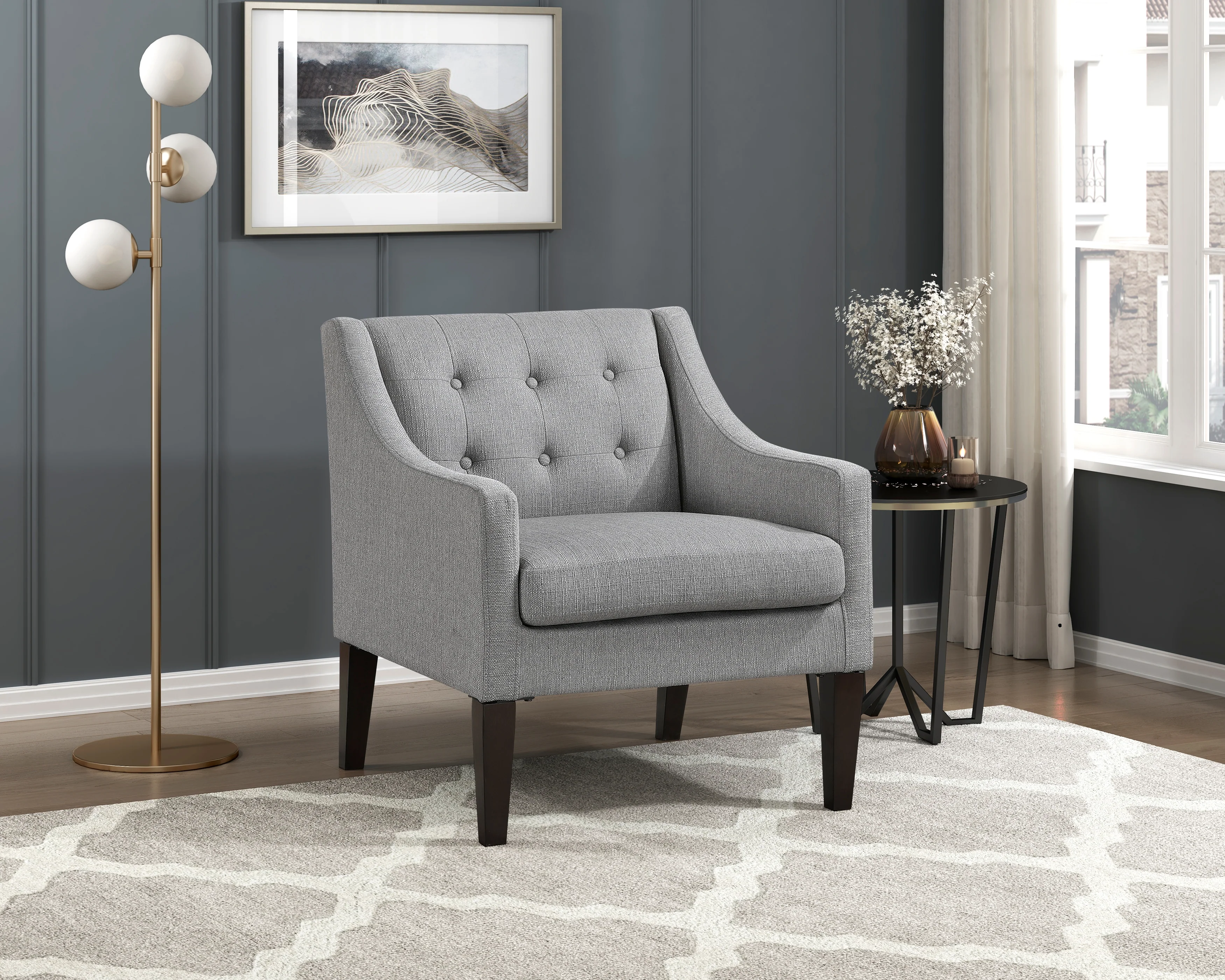 Contemporary Button Tufted Accent Chair - Image 48