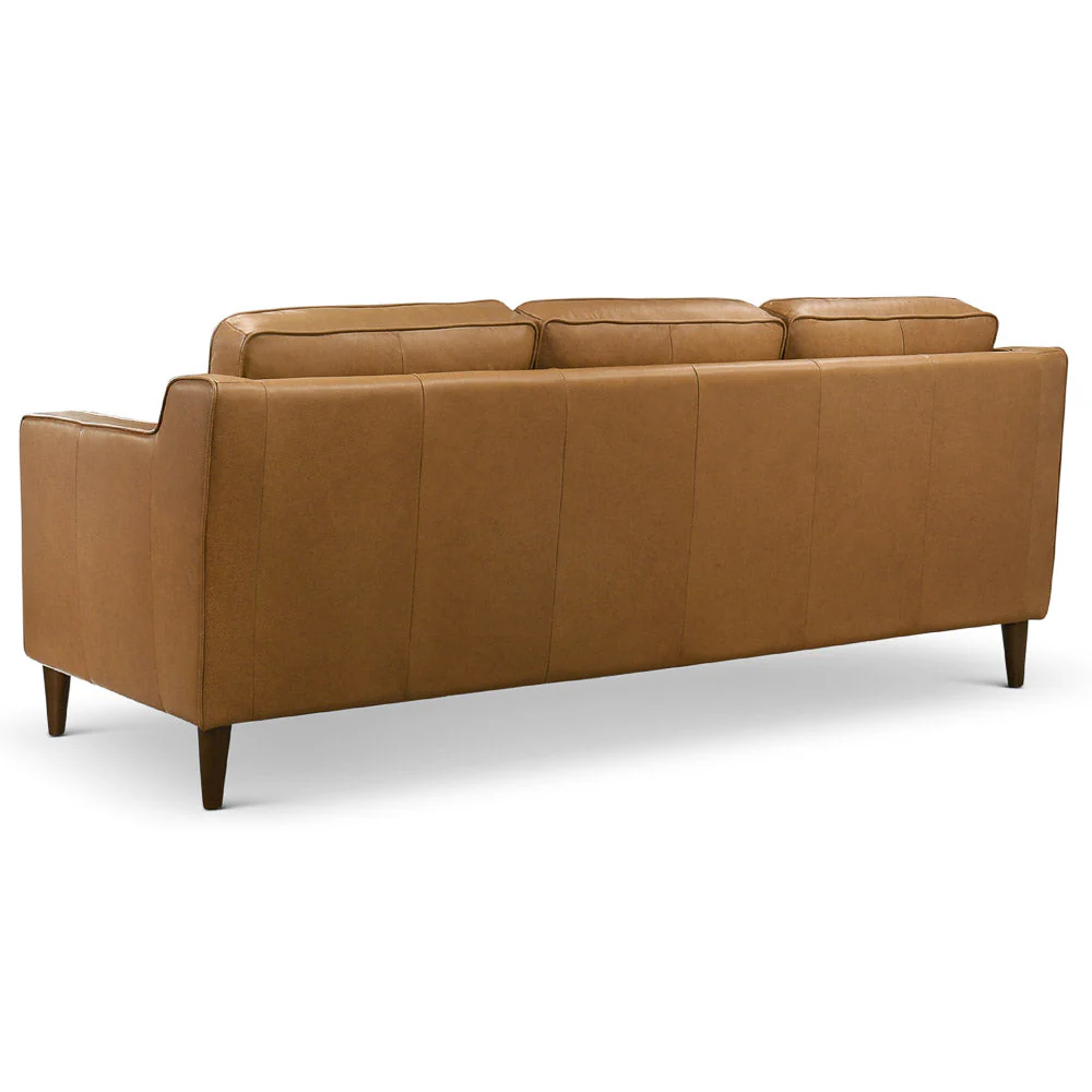 Cooper Mid Century Modern Tan Leather Sofa - Image 10