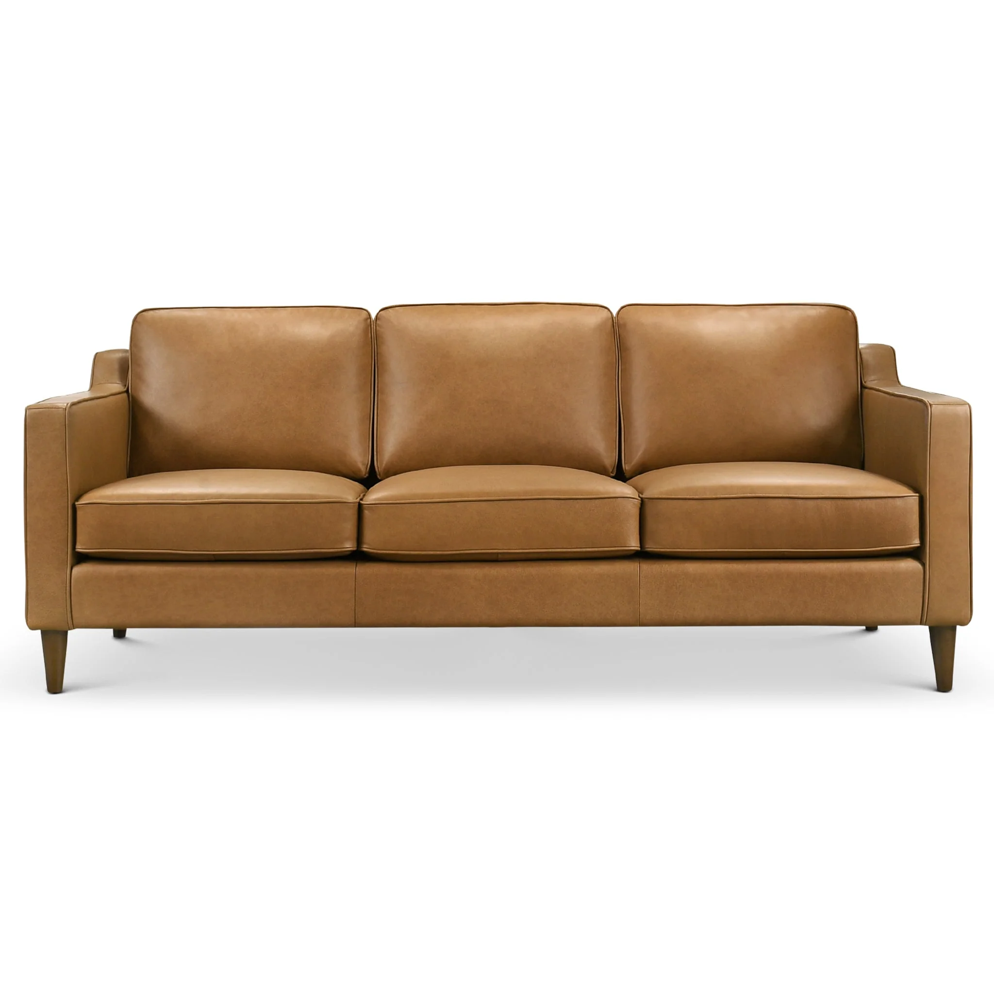 Cooper Mid Century Modern Tan Leather Sofa - Image 7