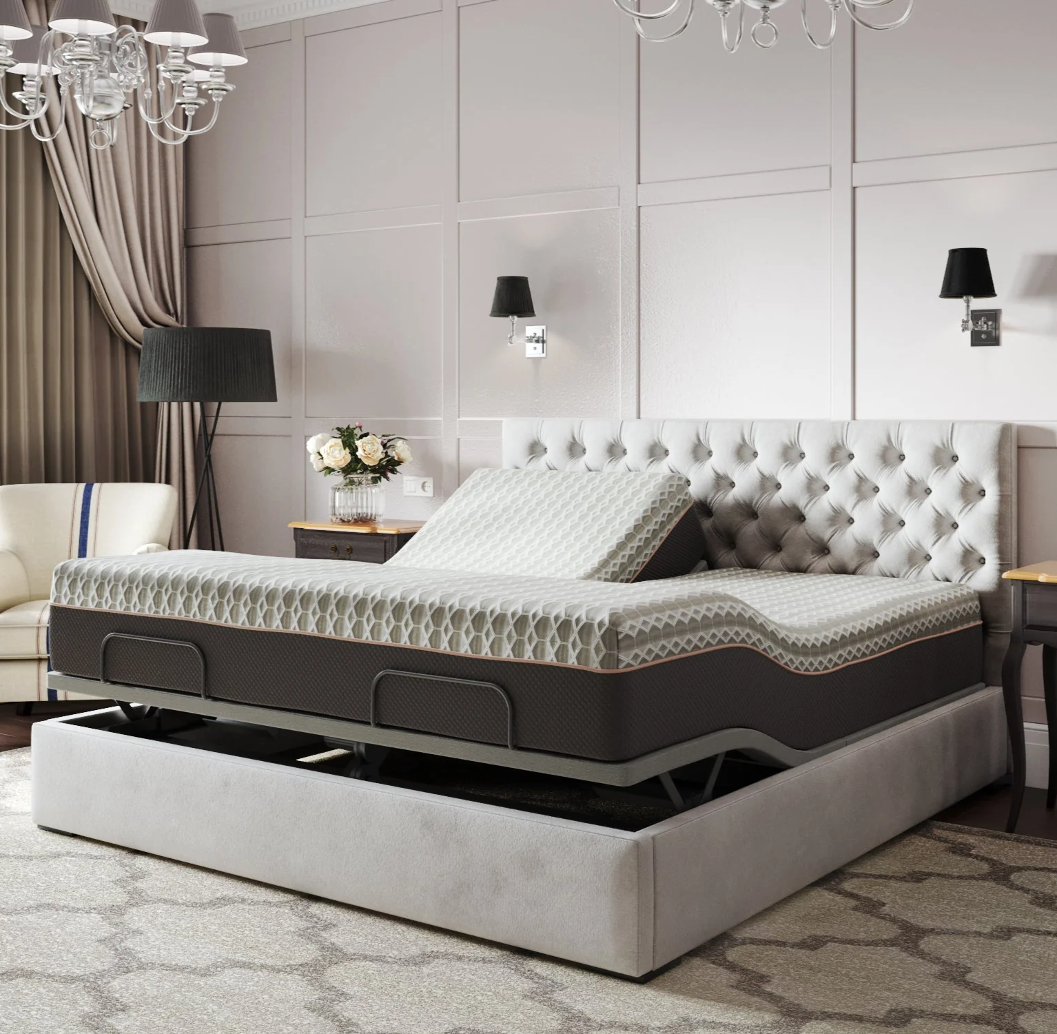 BedTech Copper Lux Hybrid 14" Split Top Mattress With Copper Infused Contouring Memory Comfort Layer and Supportive Coil System
