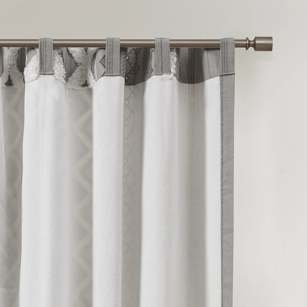 Cotton Printed Chenille Stripe Lined Curtain Panel - Image 15