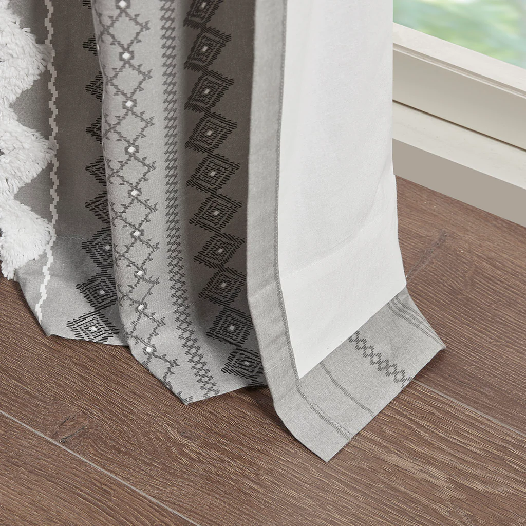 Cotton Printed Chenille Stripe Lined Curtain Panel - Image 19