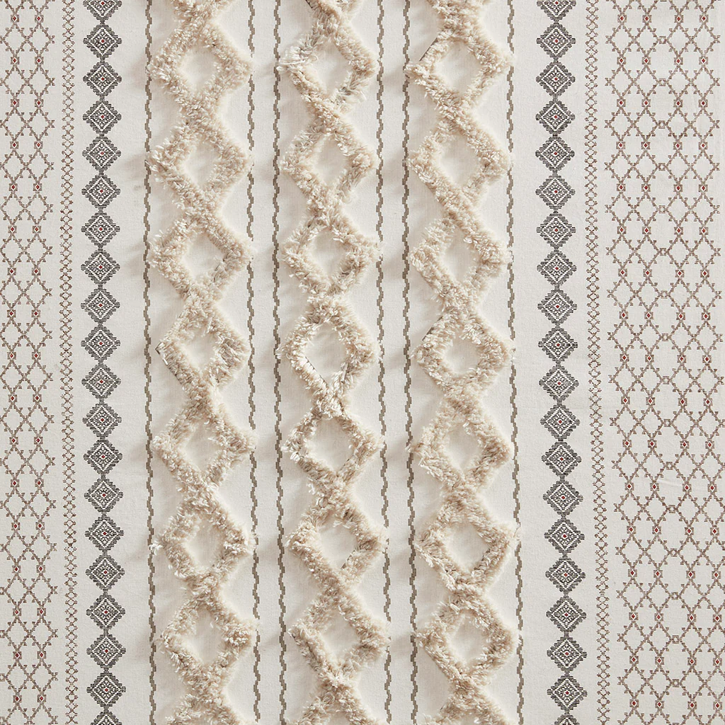 Cotton Printed Chenille Stripe Lined Curtain Panel - Image 25