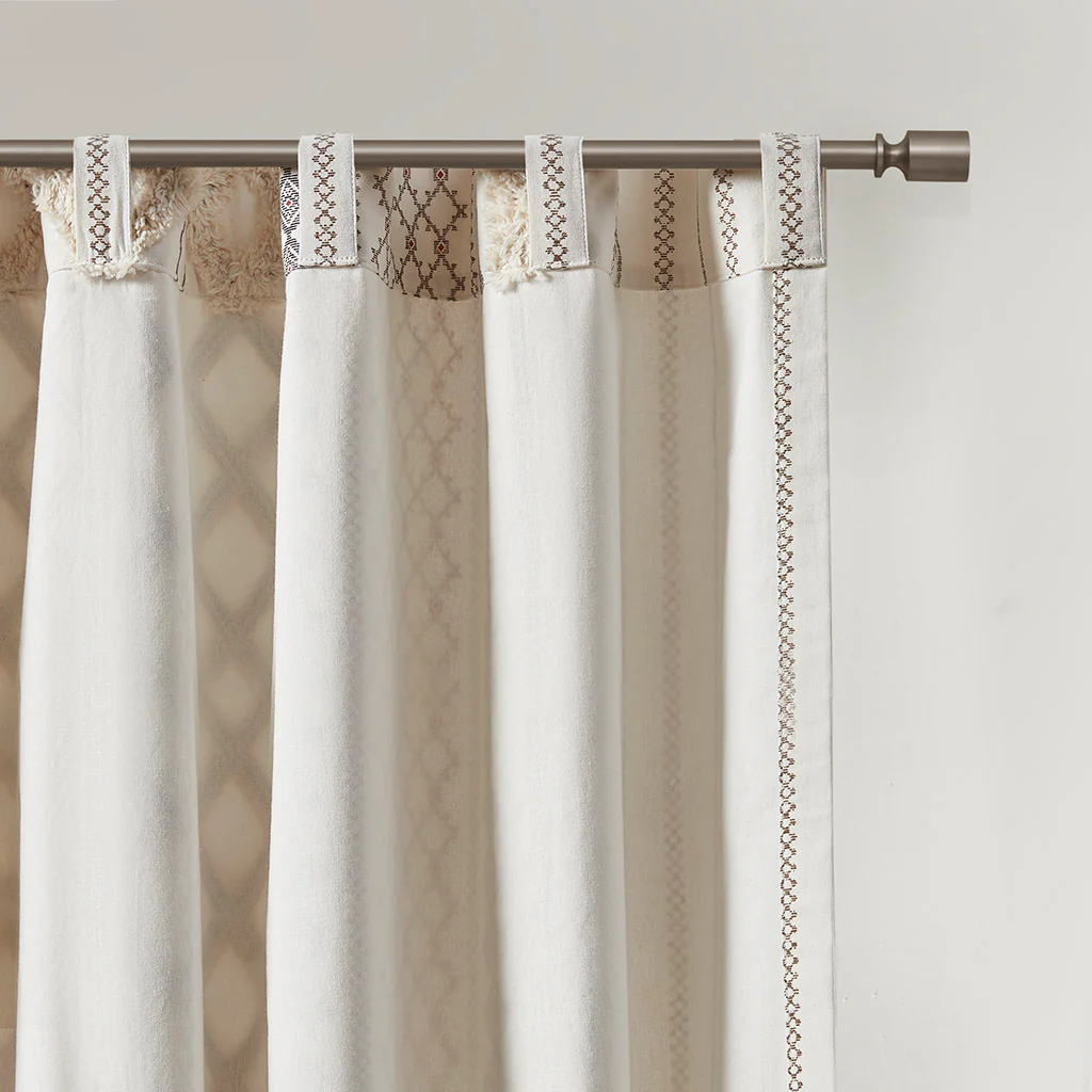 Cotton Printed Chenille Stripe Lined Curtain Panel - Image 34