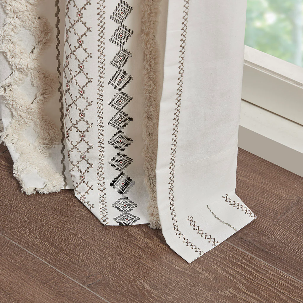 Cotton Printed Chenille Stripe Lined Curtain Panel - Image 35