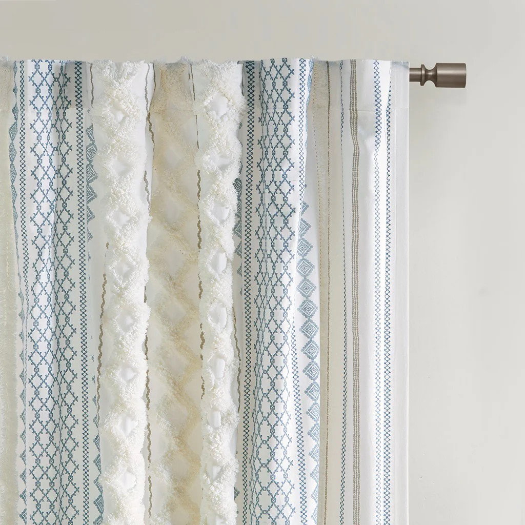 Cotton Printed Chenille Stripe Lined Curtain Panel - Image 38