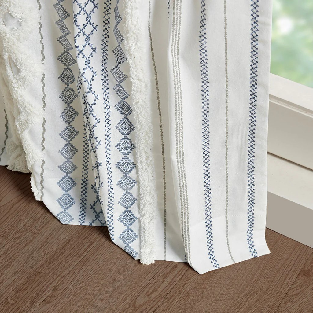Cotton Printed Chenille Stripe Lined Curtain Panel - Image 40