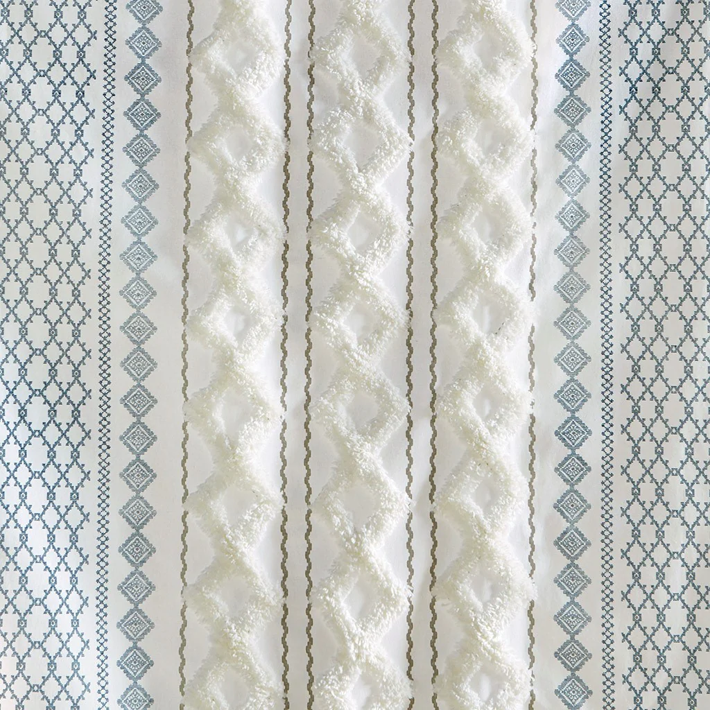 Cotton Printed Chenille Stripe Lined Curtain Panel - Image 43