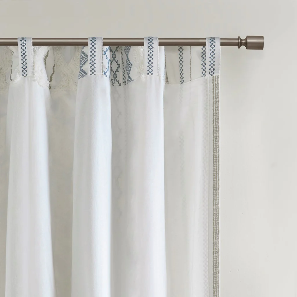 Cotton Printed Chenille Stripe Lined Curtain Panel - Image 45