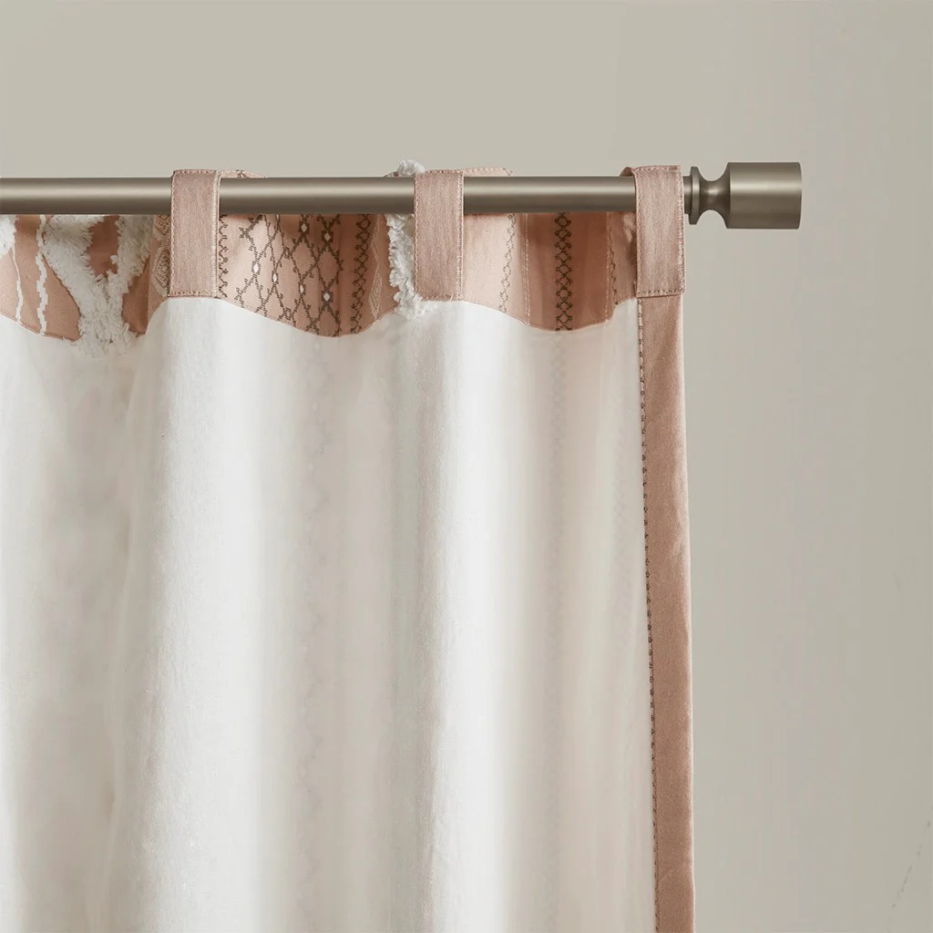 Cotton Printed Chenille Stripe Lined Curtain Panel - Image 6
