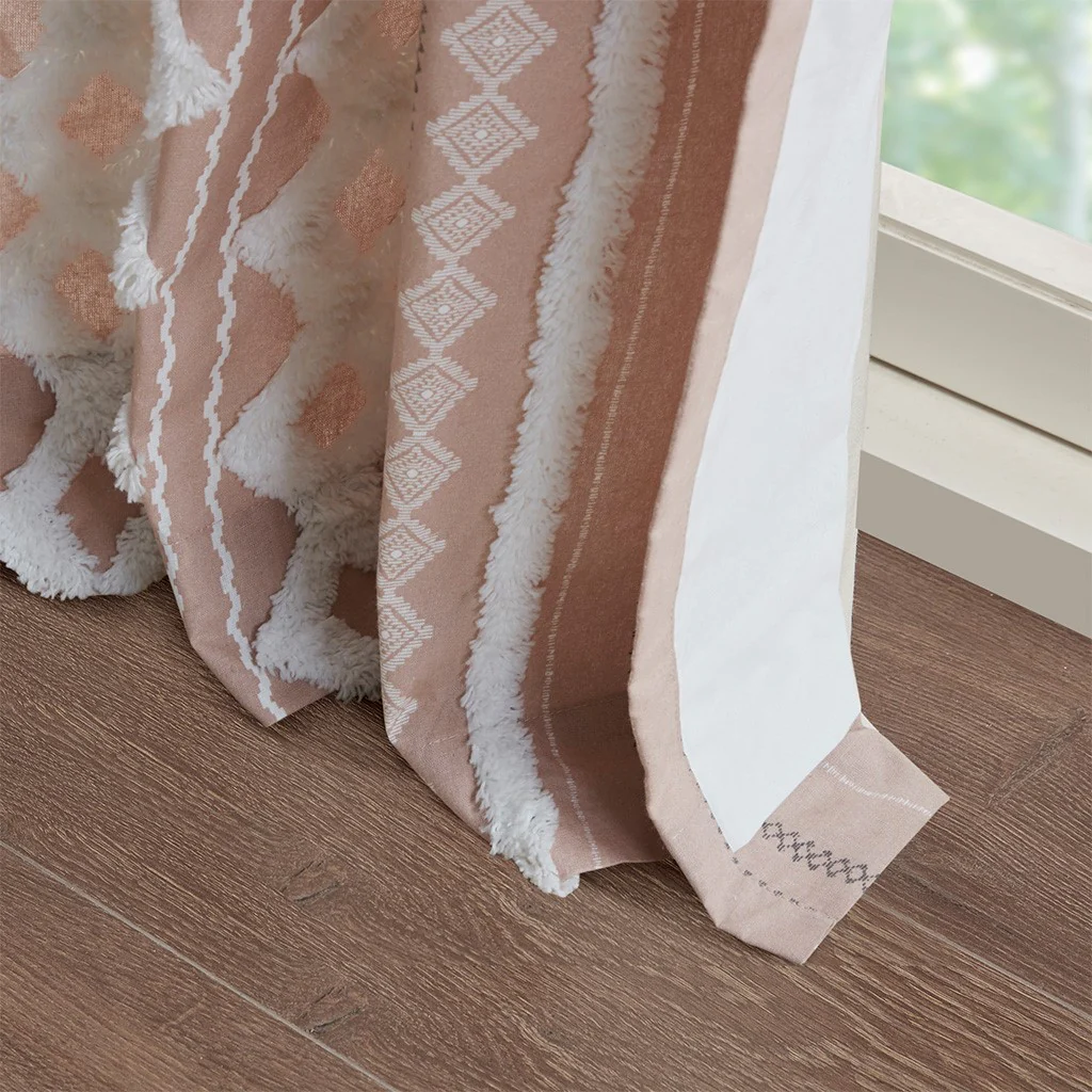 Cotton Printed Chenille Stripe Lined Curtain Panel - Image 7