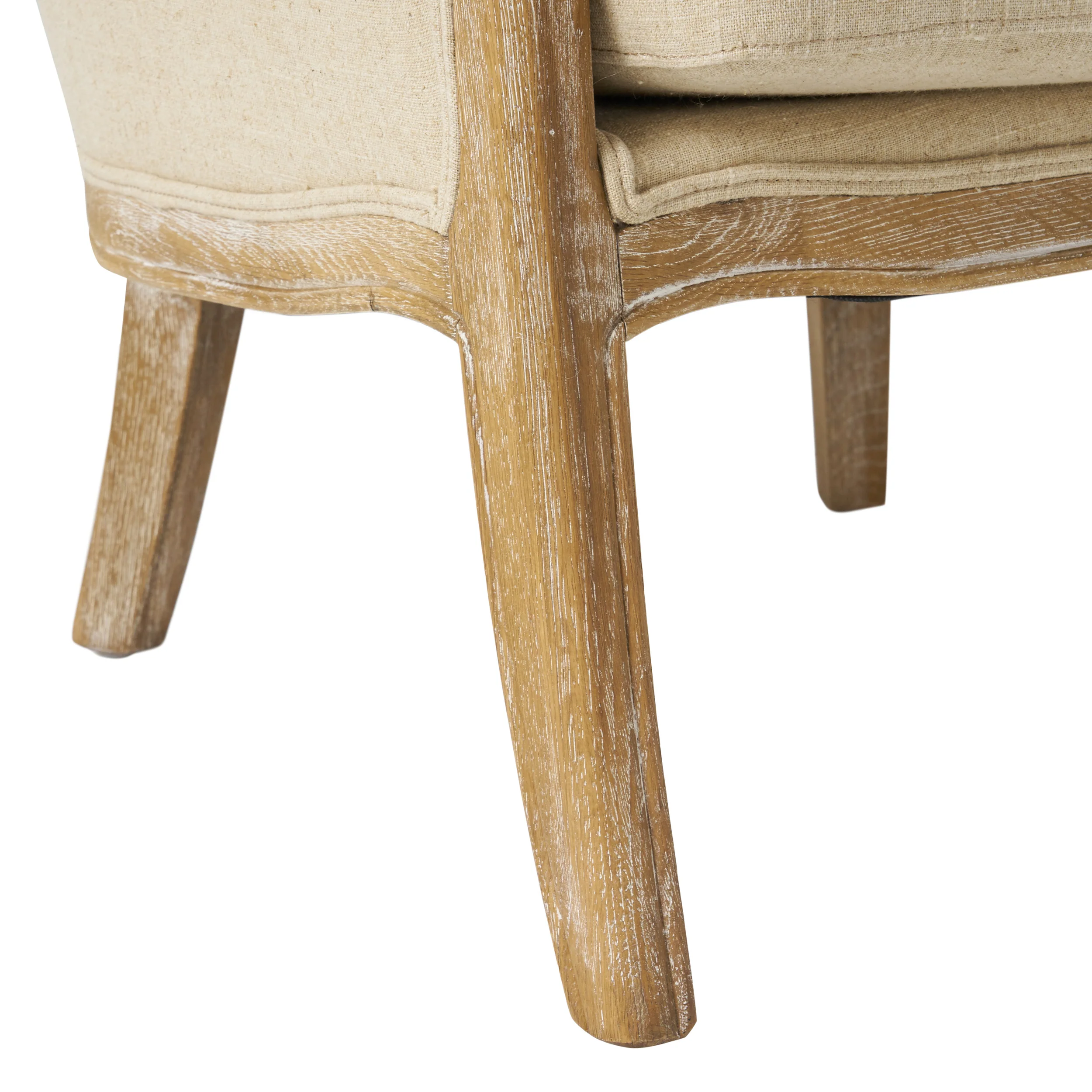 Crenshaw Beige Fabric Wing Arm Chair with Oak Frame and High Back - Image 10