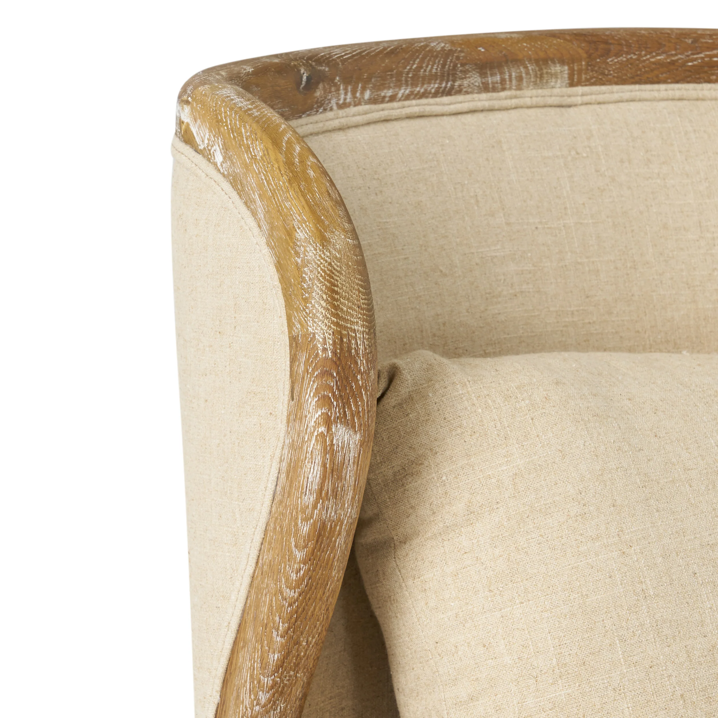 Crenshaw Beige Fabric Wing Arm Chair with Oak Frame and High Back - Image 11