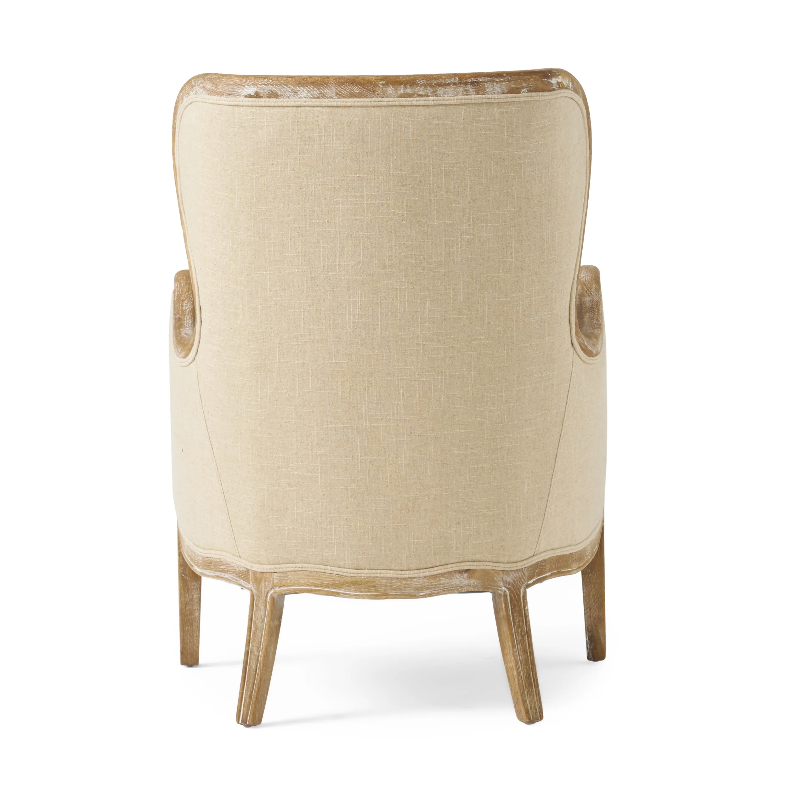 Crenshaw Beige Fabric Wing Arm Chair with Oak Frame and High Back - Image 9