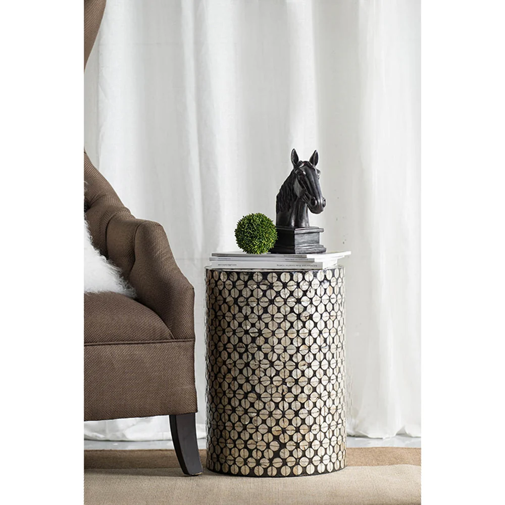 Cylindrical Capiz Side Table