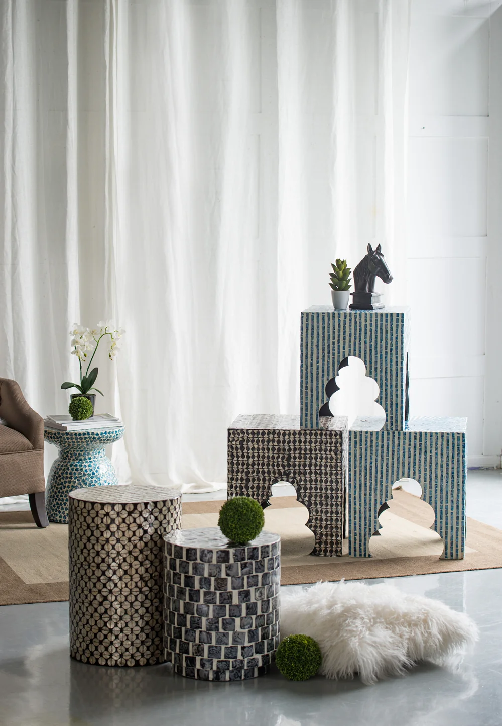 Cylindrical Capiz Side Table - Image 5