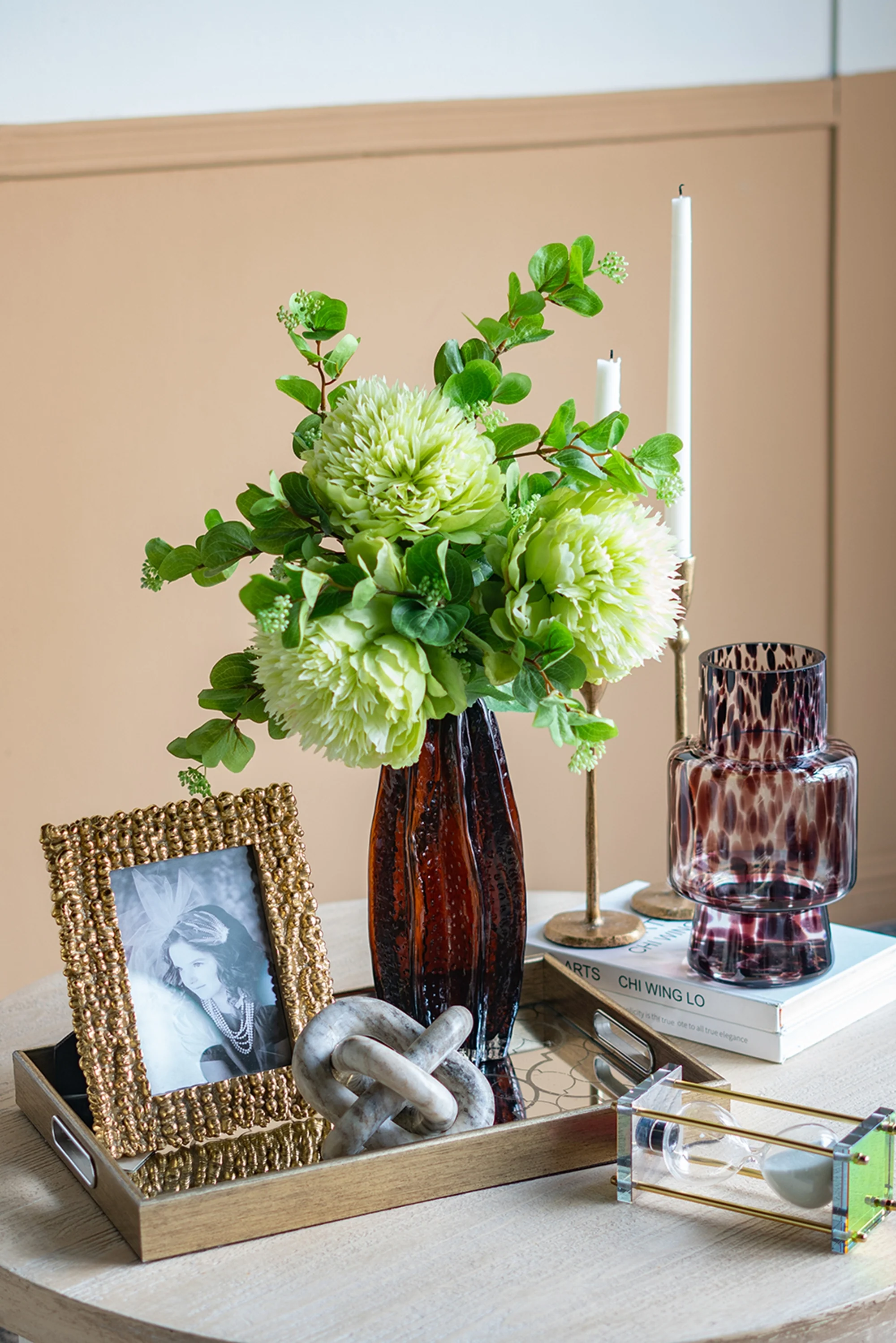 Large Amber Spotted Glass Vase - Image 4