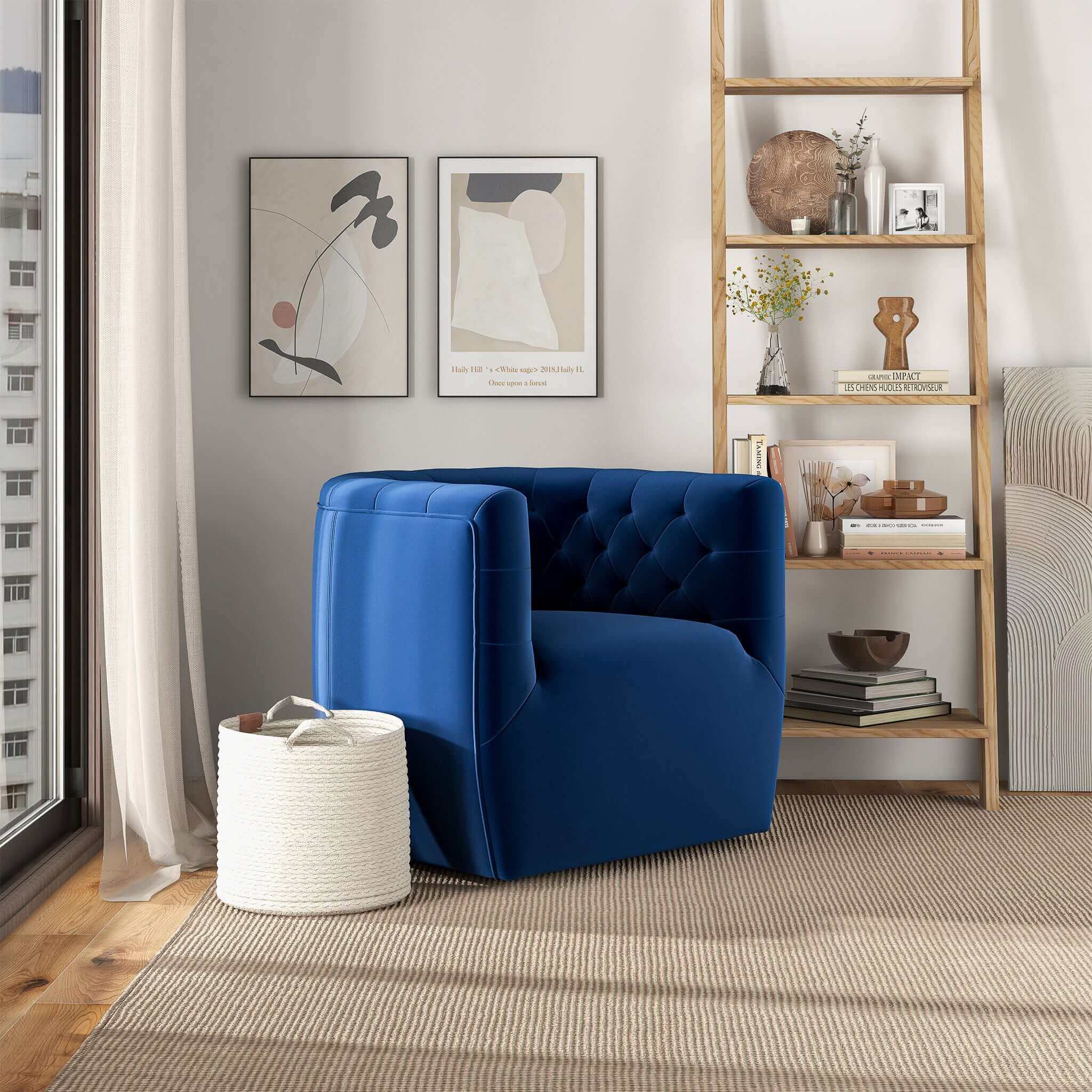Delaney Velvet Swivel Club Chair - Image 11