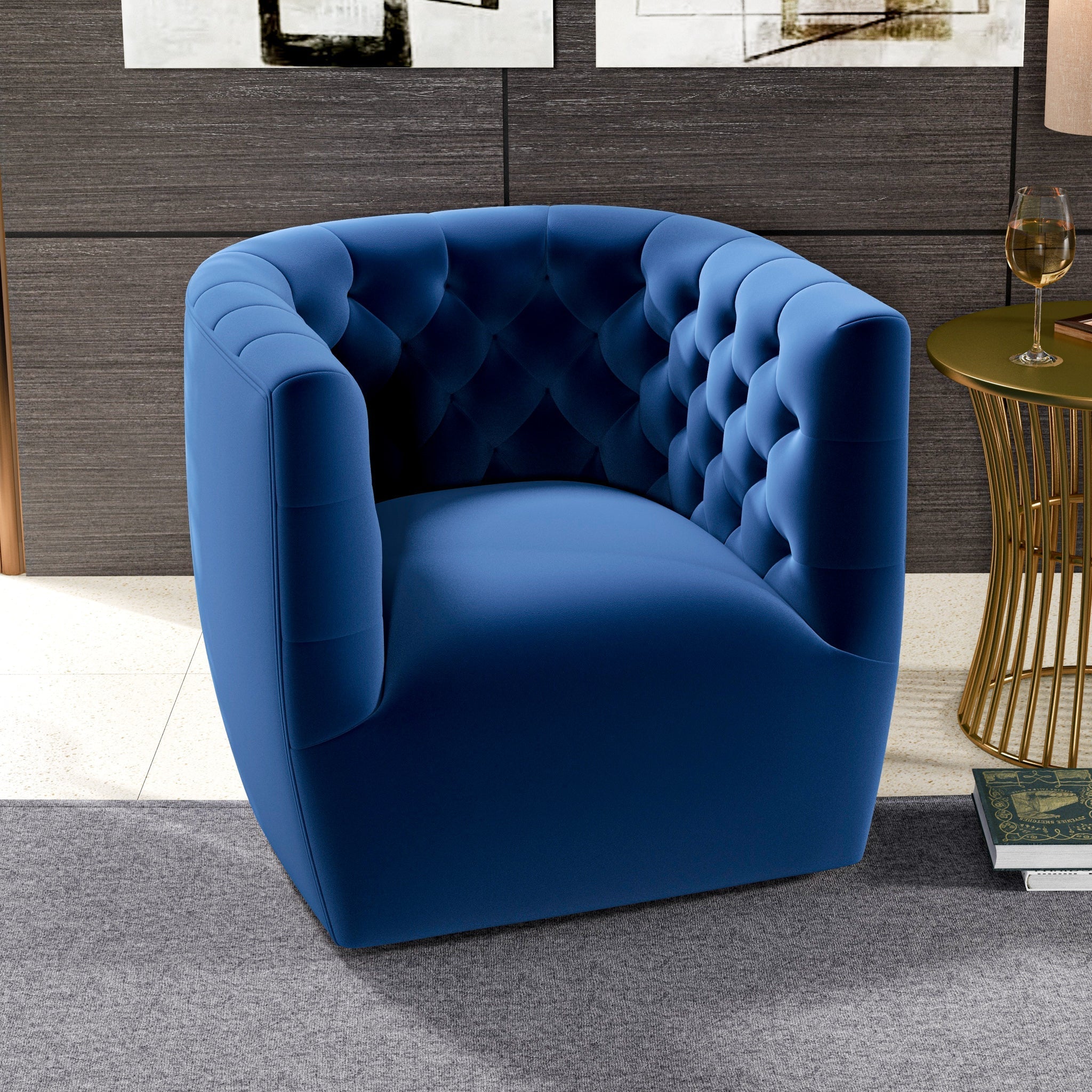 Delaney Velvet Swivel Club Chair - Image 13