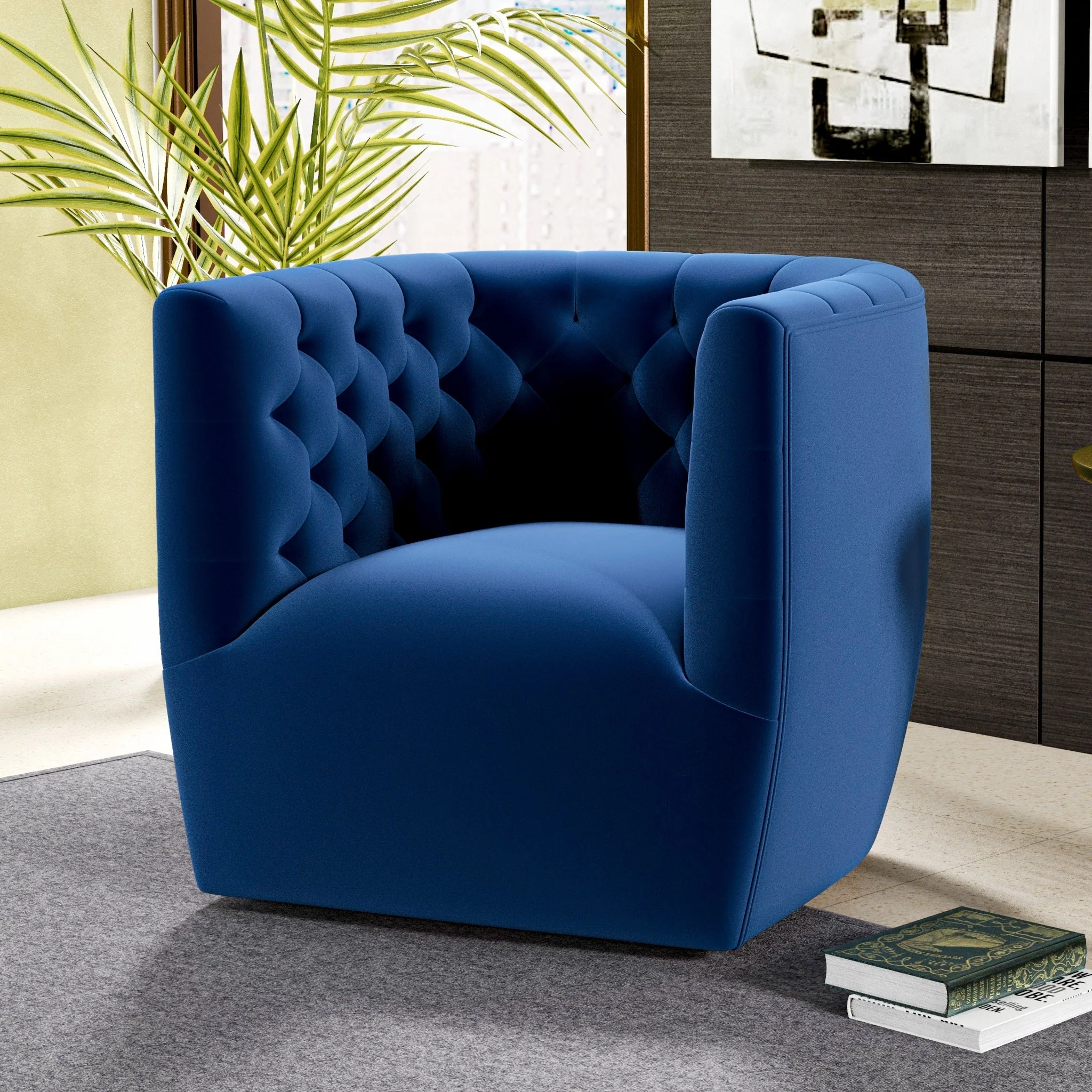 Delaney Velvet Swivel Club Chair - Image 14