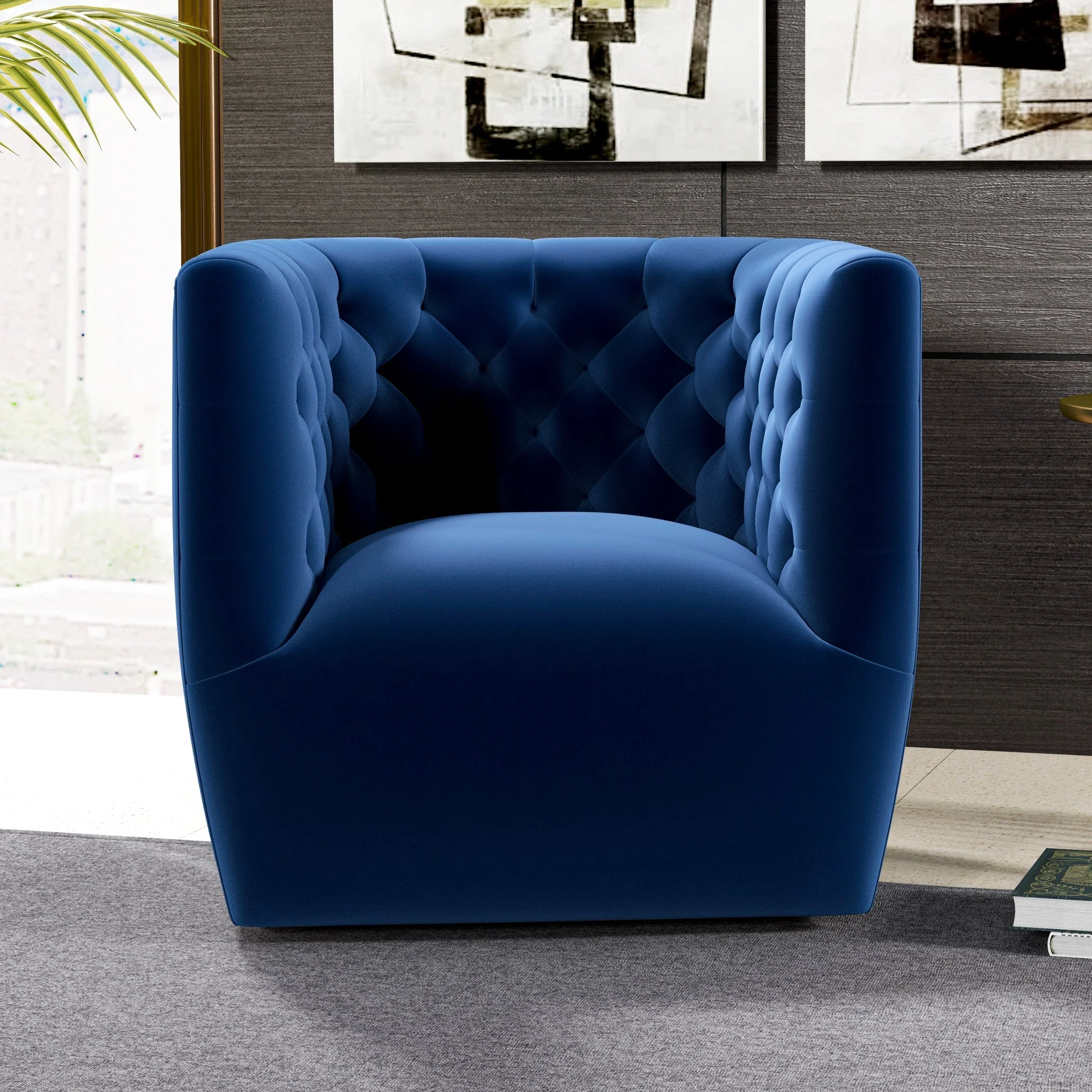 Delaney Velvet Swivel Club Chair - Image 15