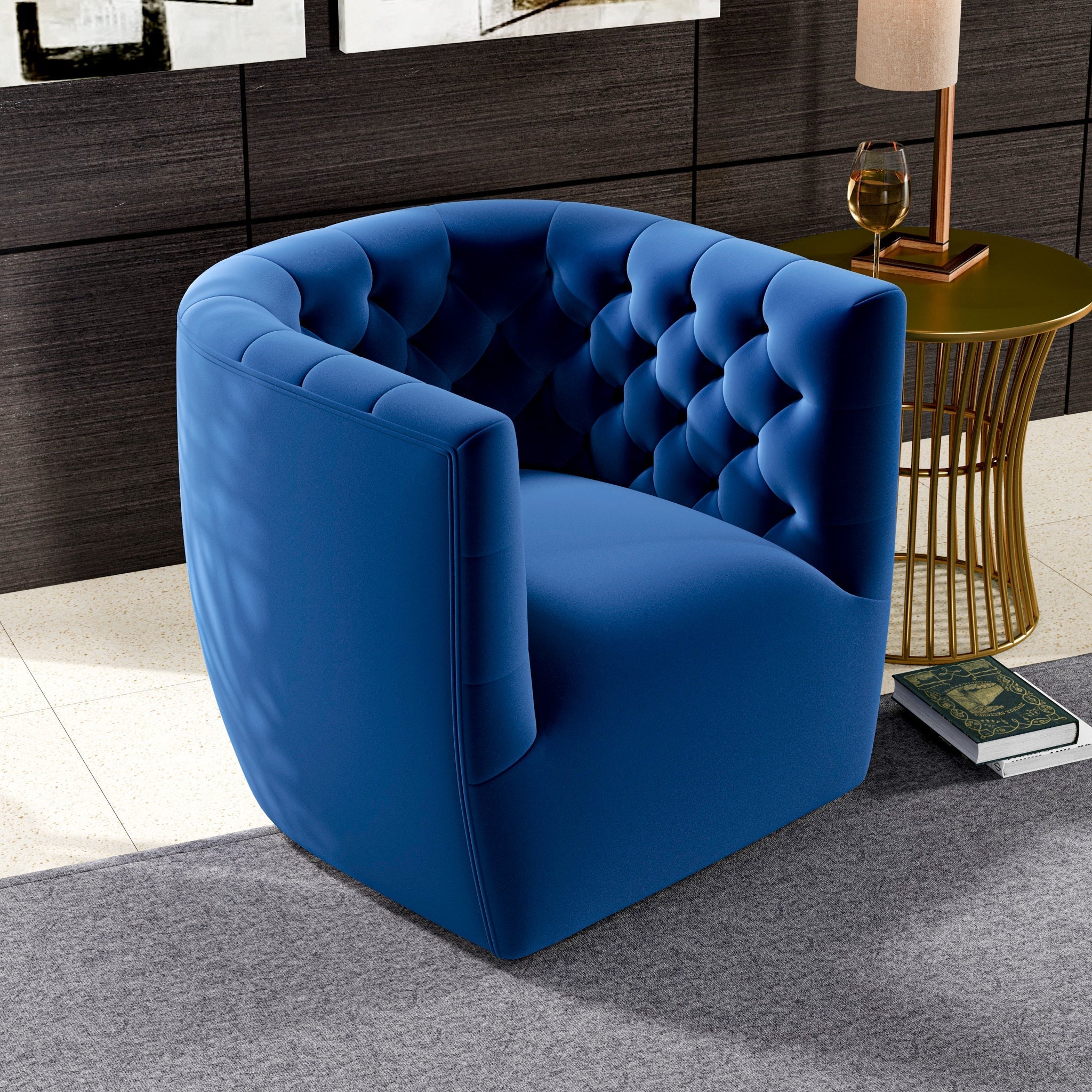 Delaney Velvet Swivel Club Chair - Image 17