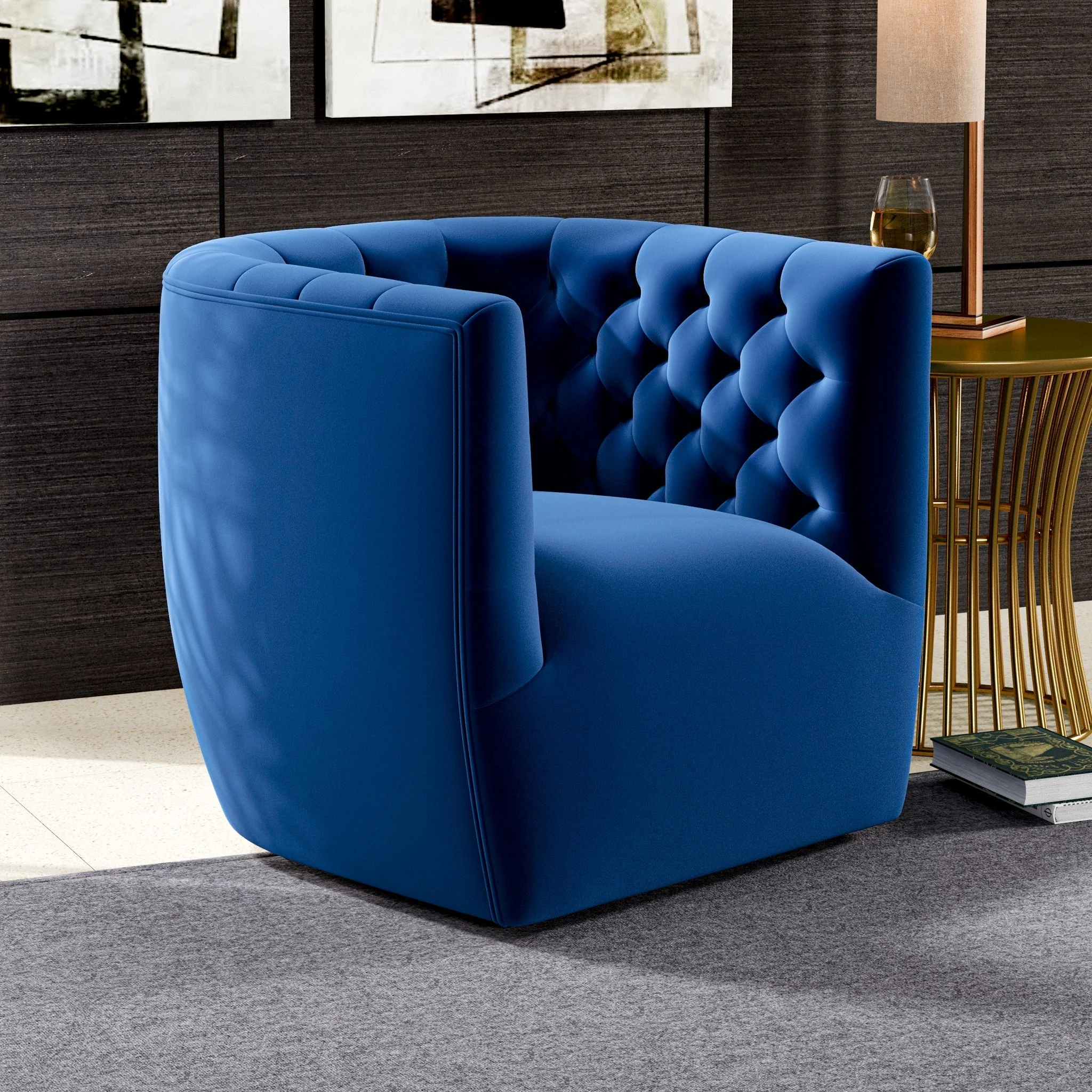 Delaney Velvet Swivel Club Chair - Image 3