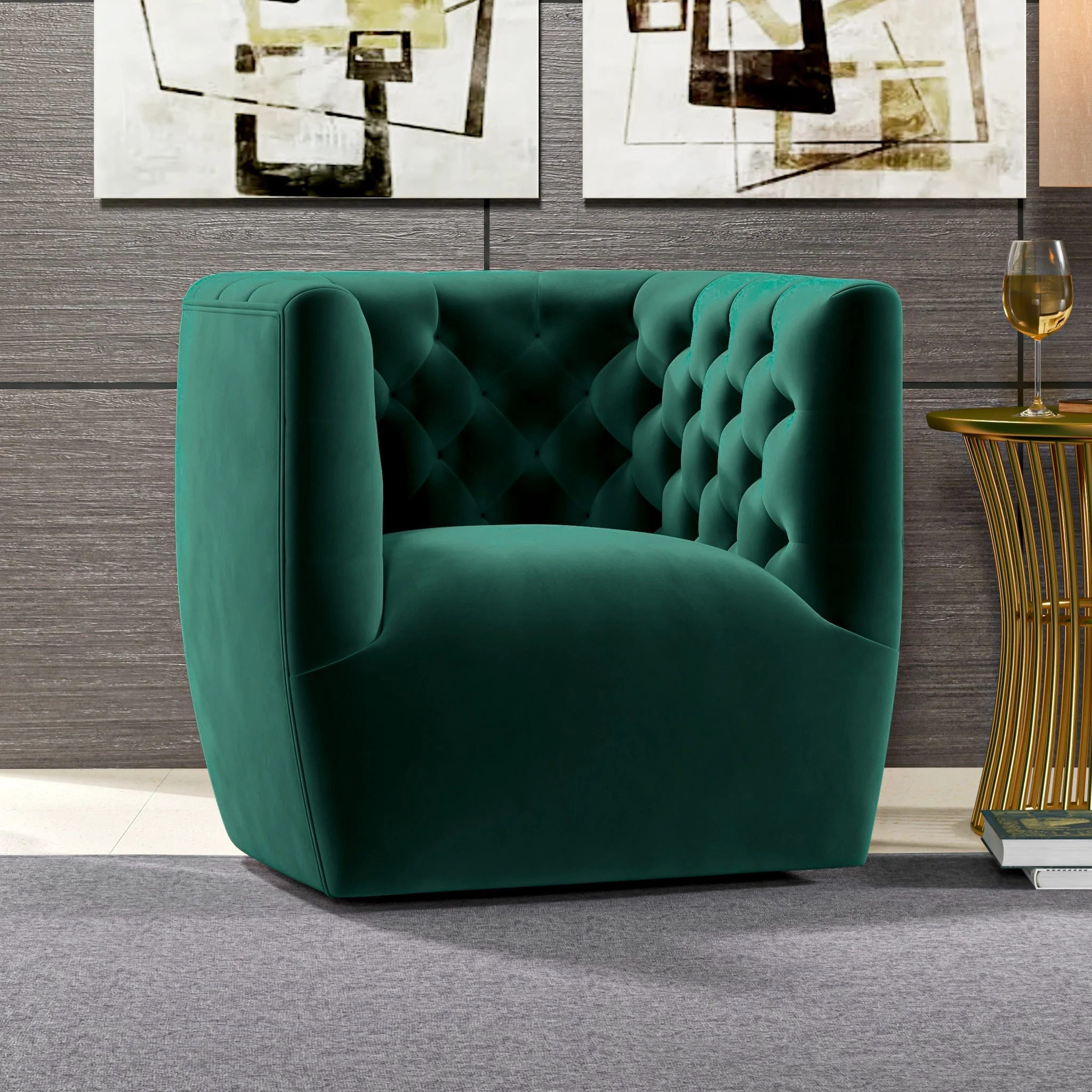 Delaney Velvet Swivel Club Chair - Image 32