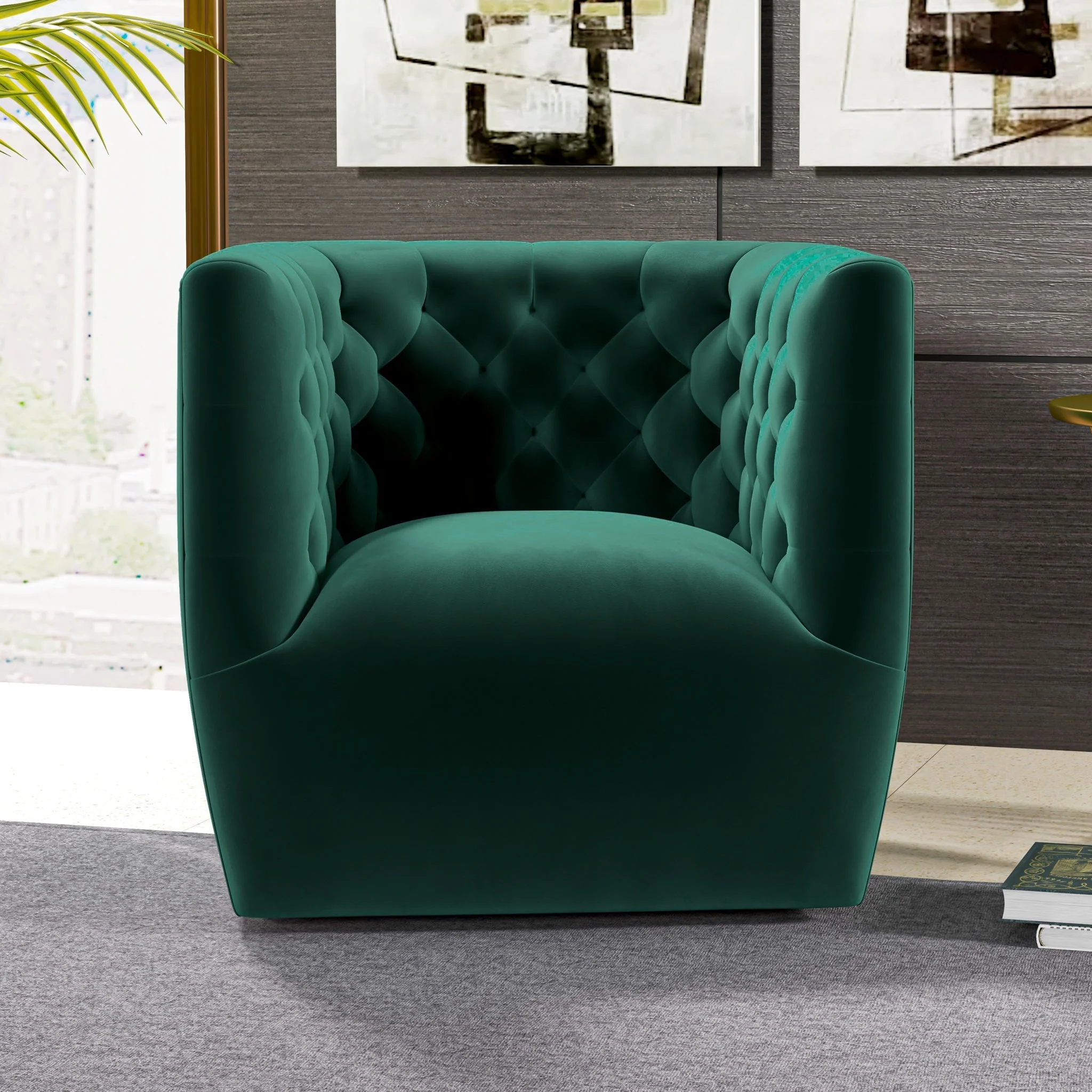 Delaney Velvet Swivel Club Chair - Image 34
