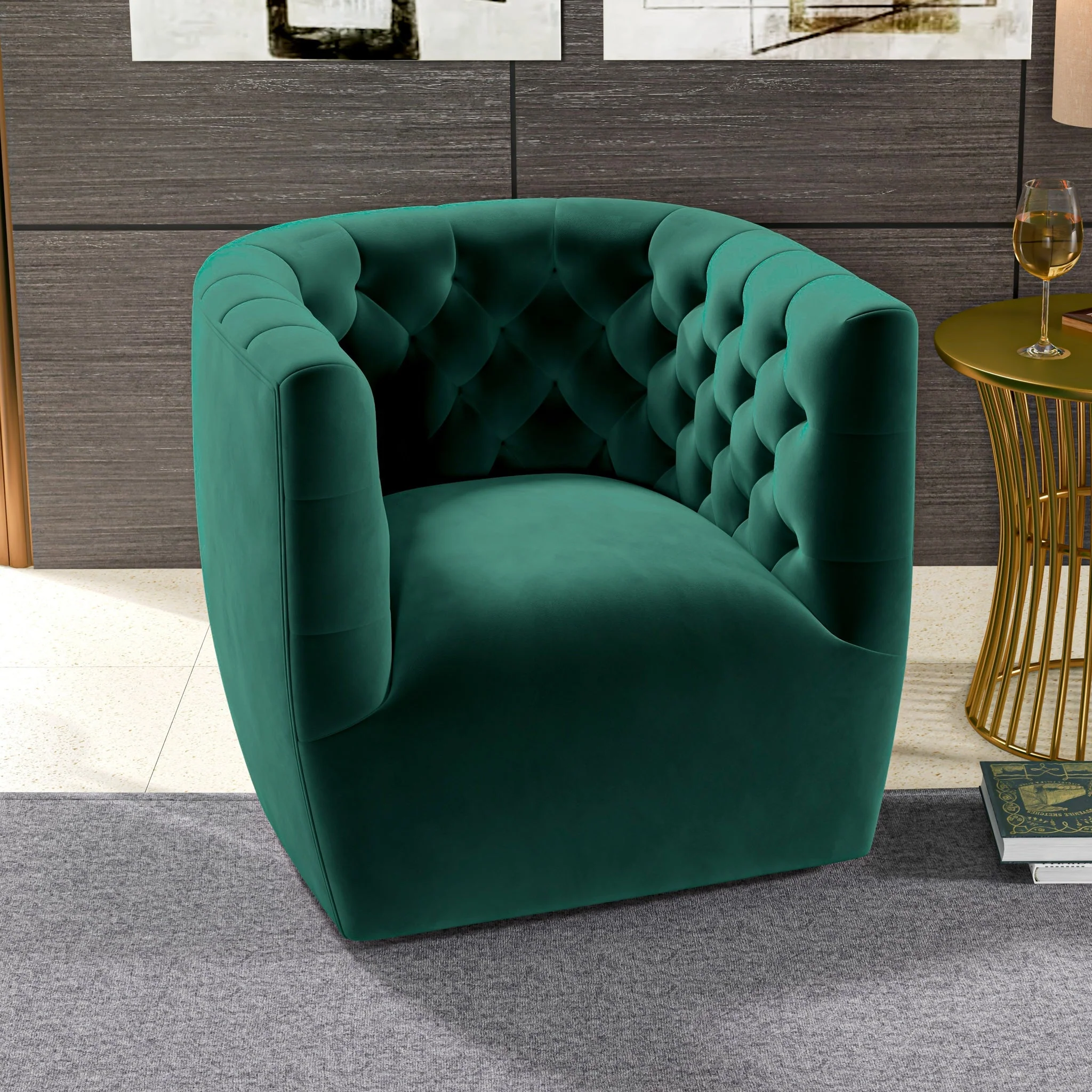 Delaney Velvet Swivel Club Chair - Image 37