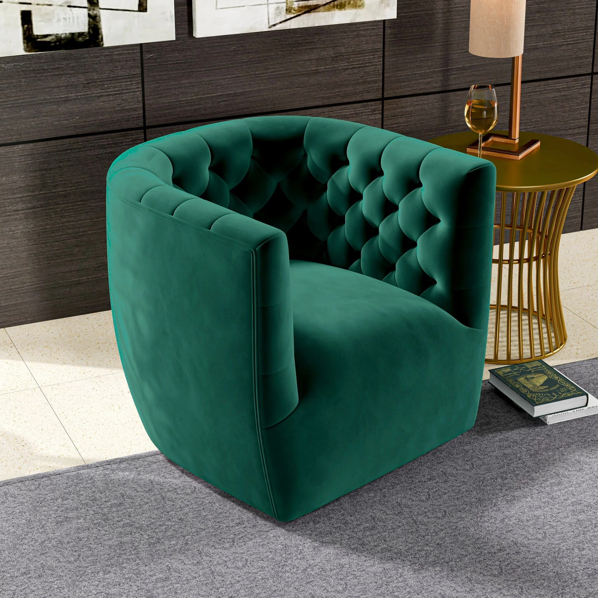 Delaney Velvet Swivel Club Chair - Image 38