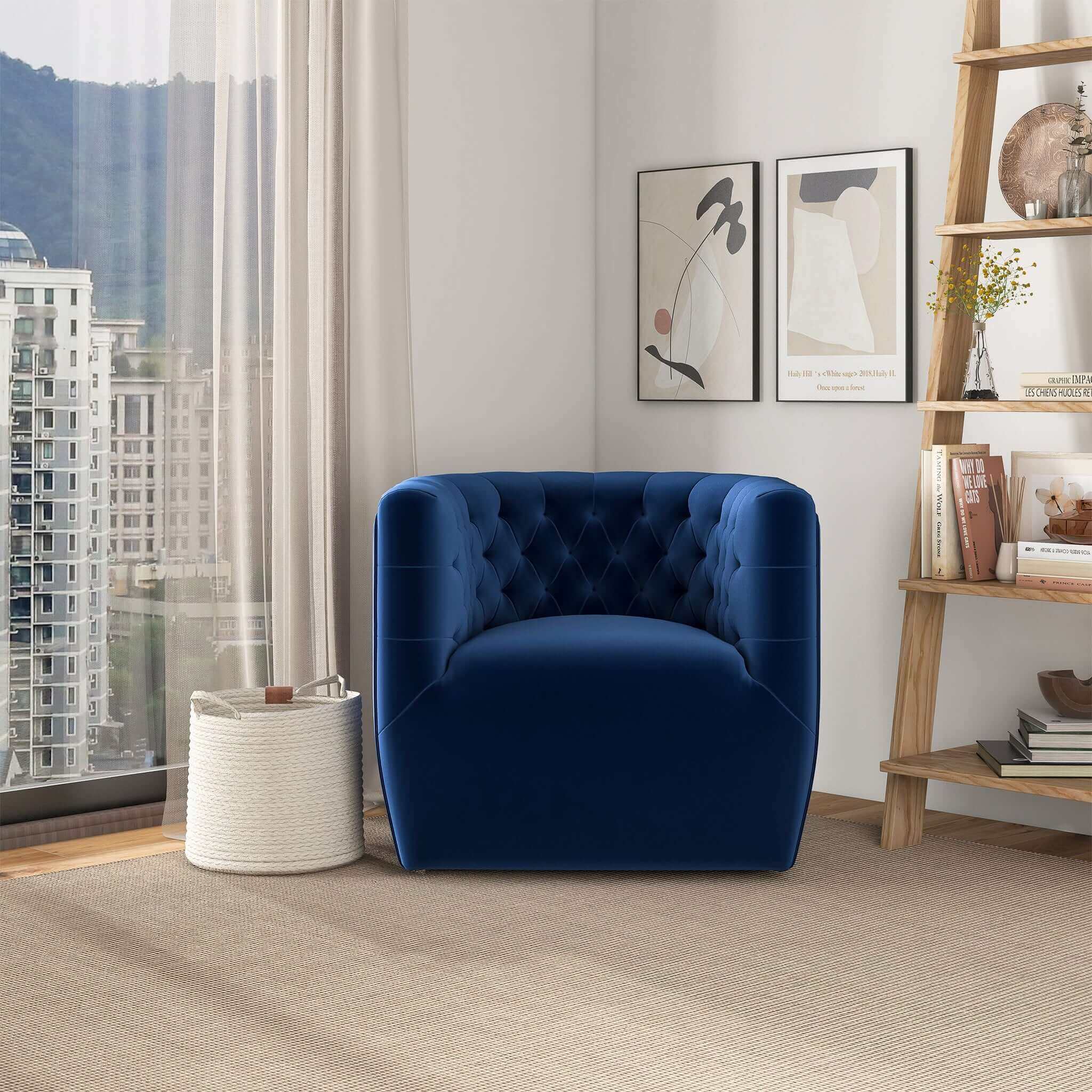 Delaney Velvet Swivel Club Chair - Image 5
