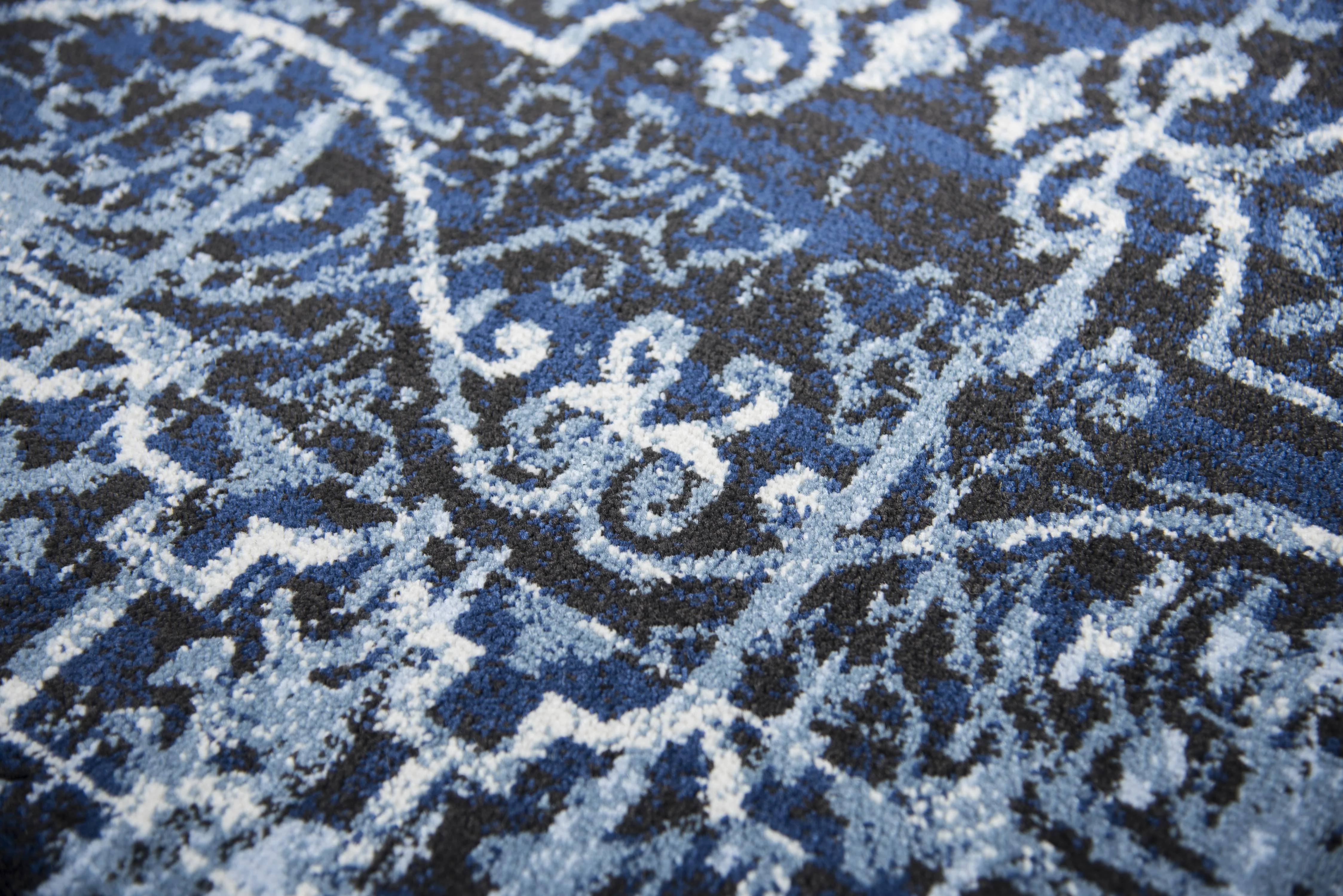 Denim Scrollwork Power Loomed Area Rug - Image 4